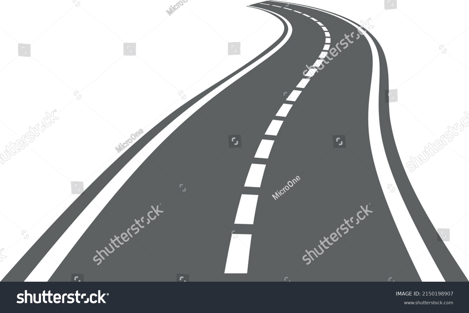 Curved Road Asphalt Path Far Horizon Stock Vector (Royalty Free ...