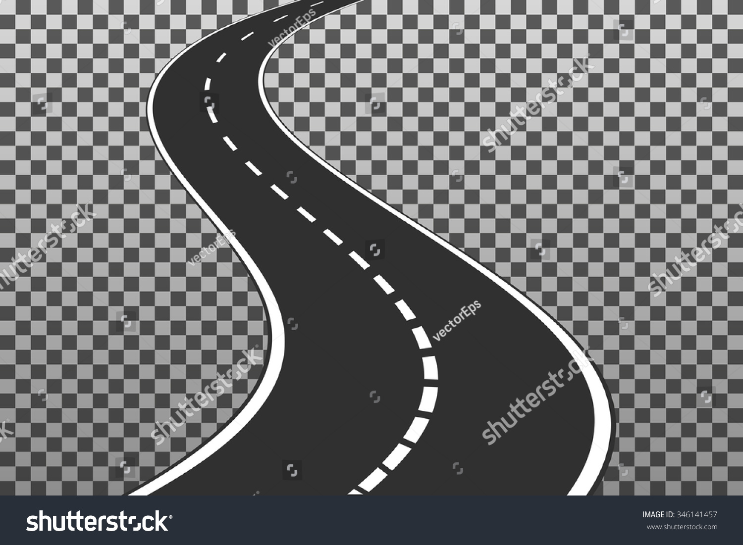 Curved Road With White Markings. Eps10. Vector Illustration Template ...