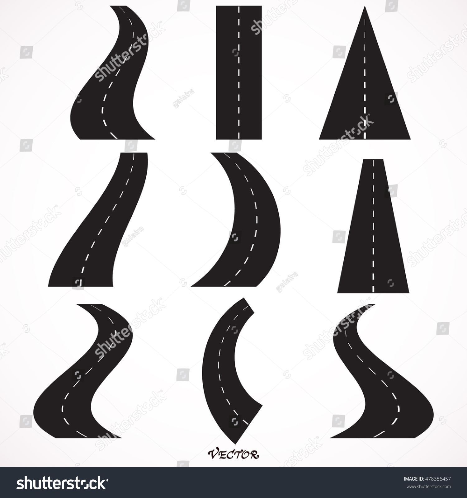 Curved Roads Vector Set Asphalt Road 스톡 벡터 로열티 프리 478356457 Shutterstock