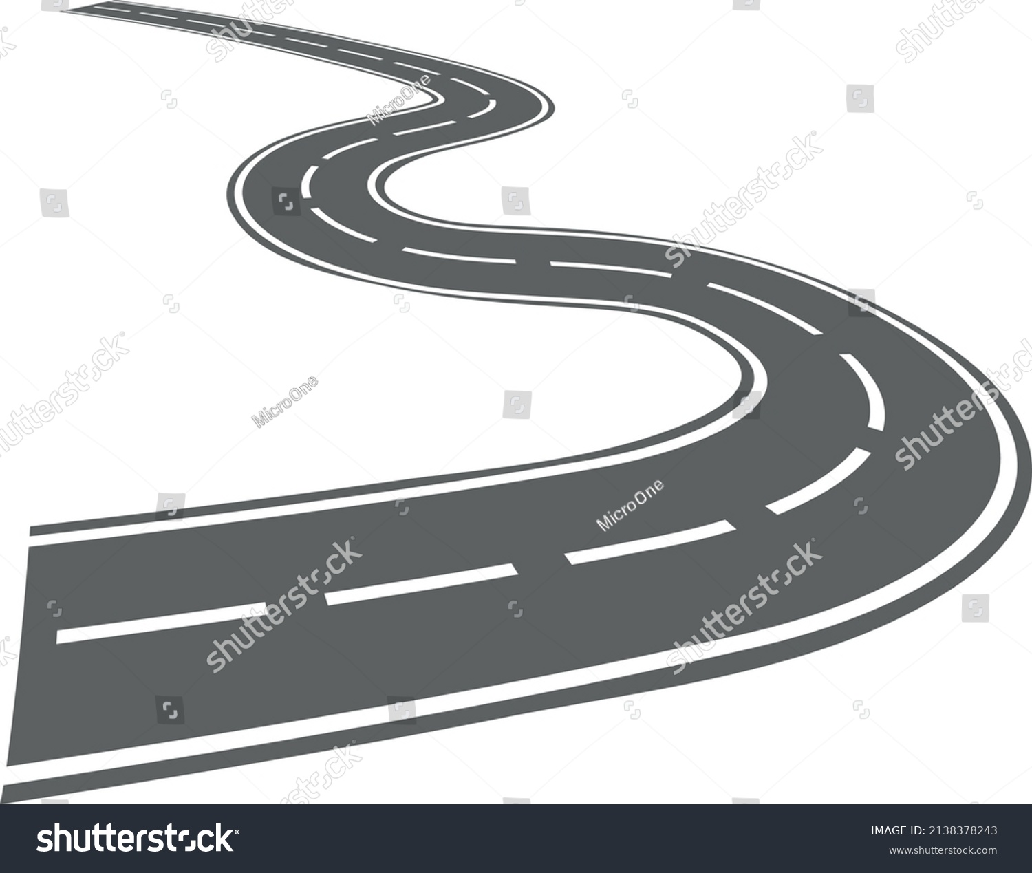 Curved Track Road Turns Asphalt Path Stock Vector (Royalty Free ...