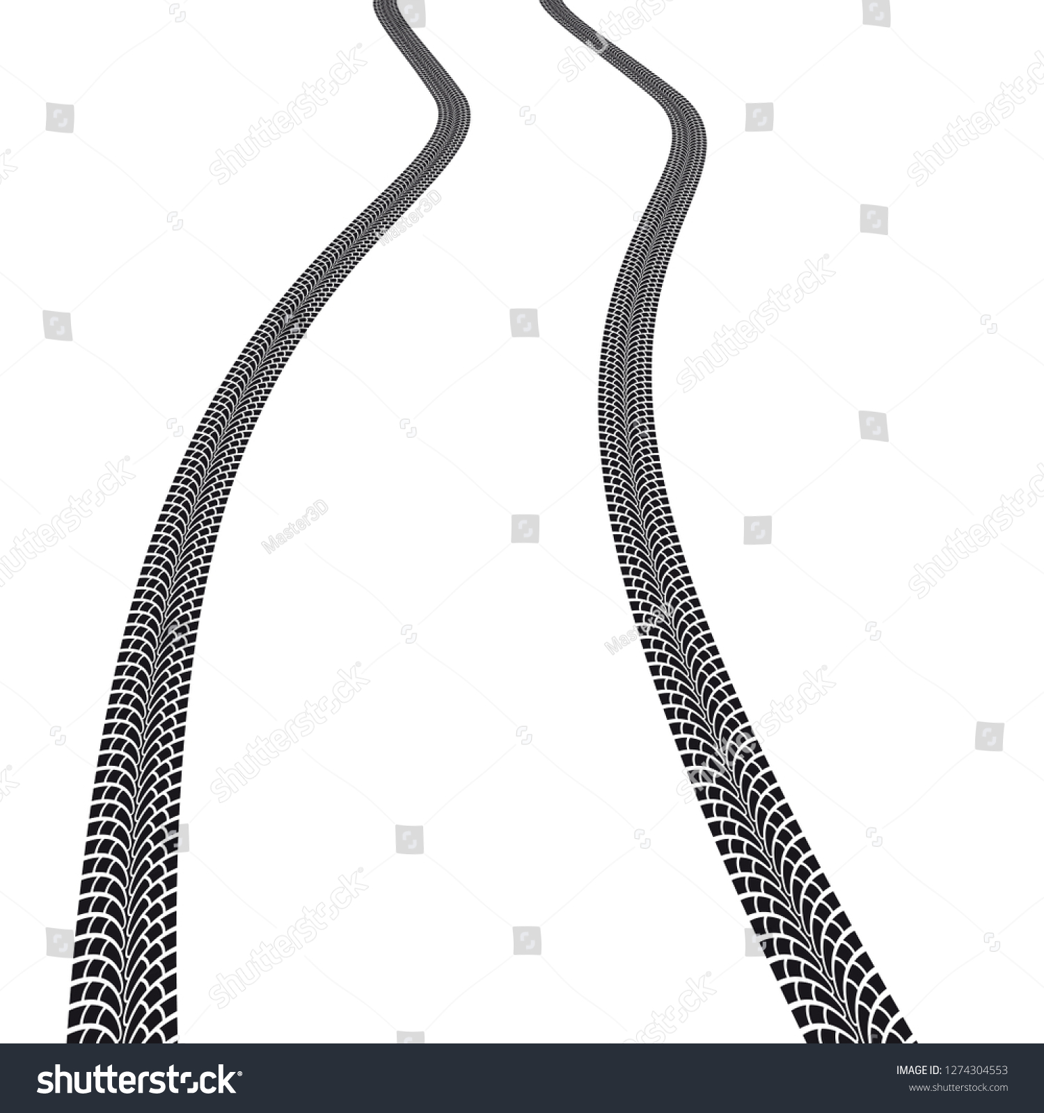 Curved Vector Tire Tracks On White Stock Vector (Royalty Free ...