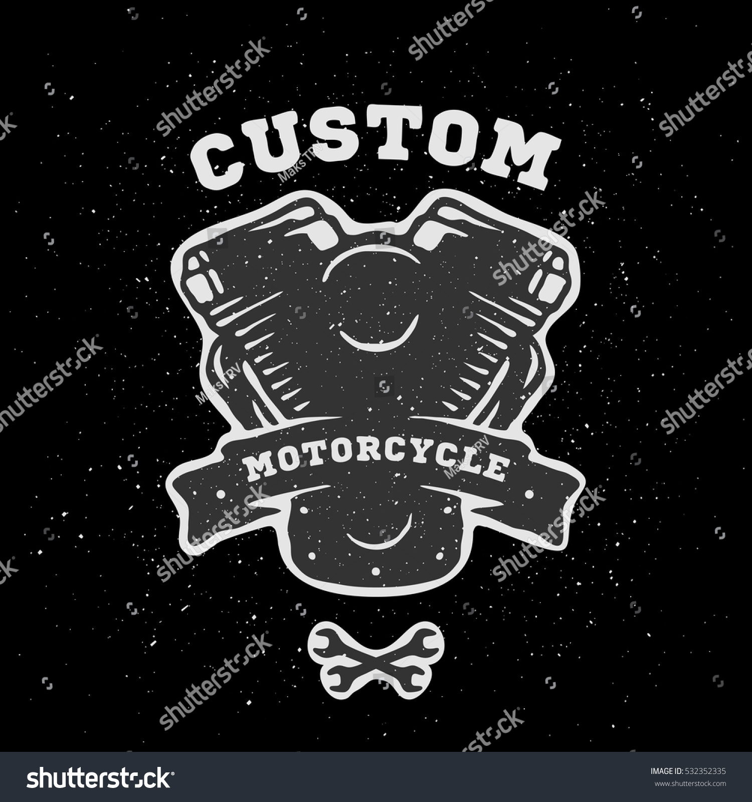 Custom Engine Hand Drawn Emblem. Stock Vector 532352335 : Shutterstock