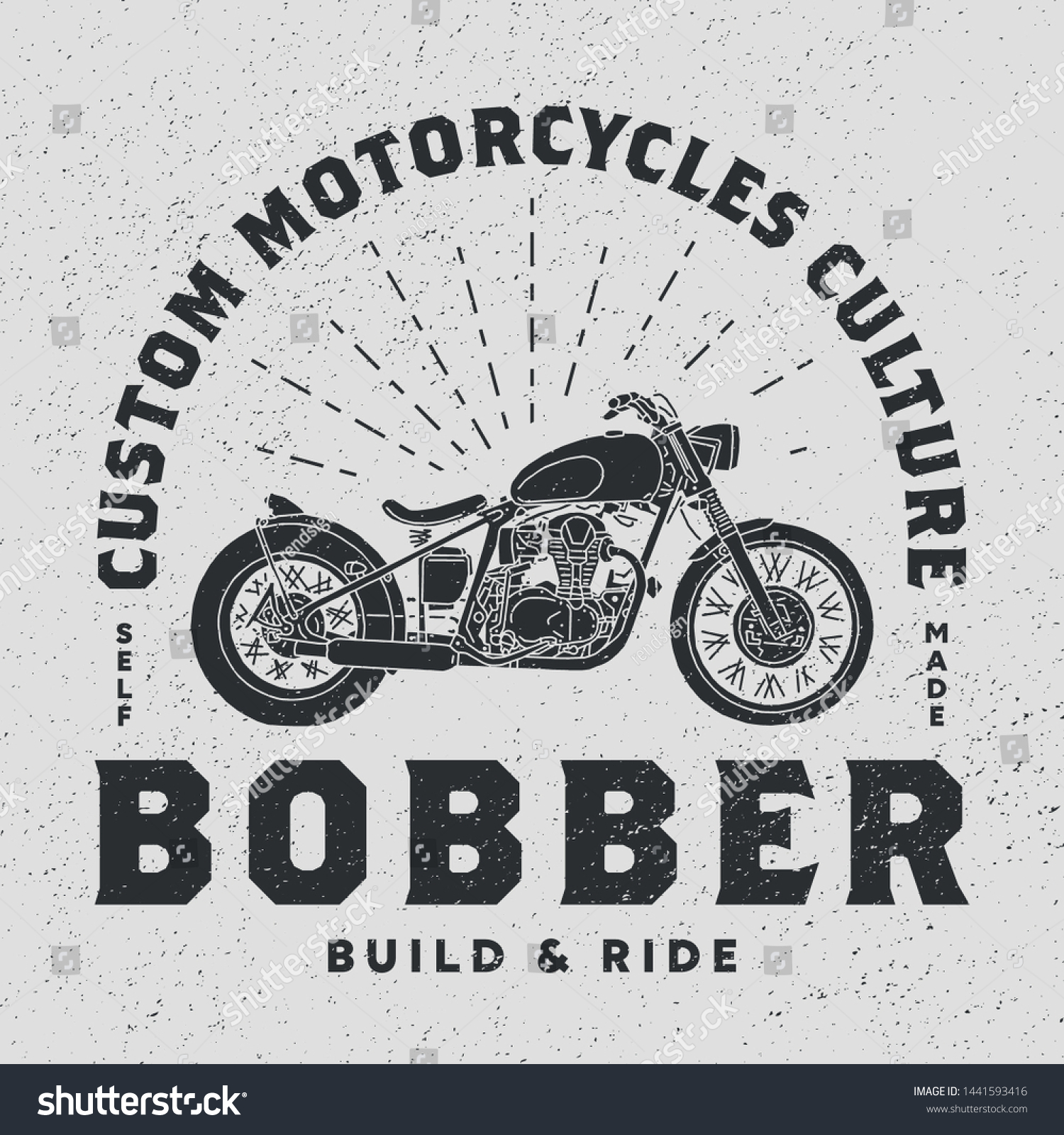 Custom Motorcycles Bobber Hand Draw Vector Stock Vector Royalty Free 1441593416