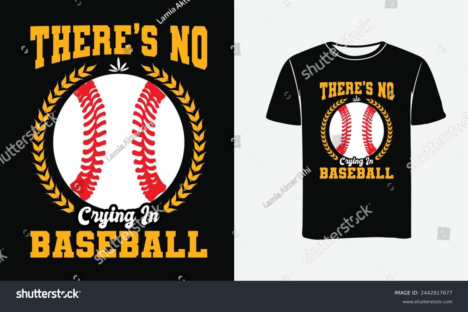 SVG of Custom vector and illustration for There’s No Crying Baseball t-shirt design. print-on-demand design for banners, posters, and mugs. svg