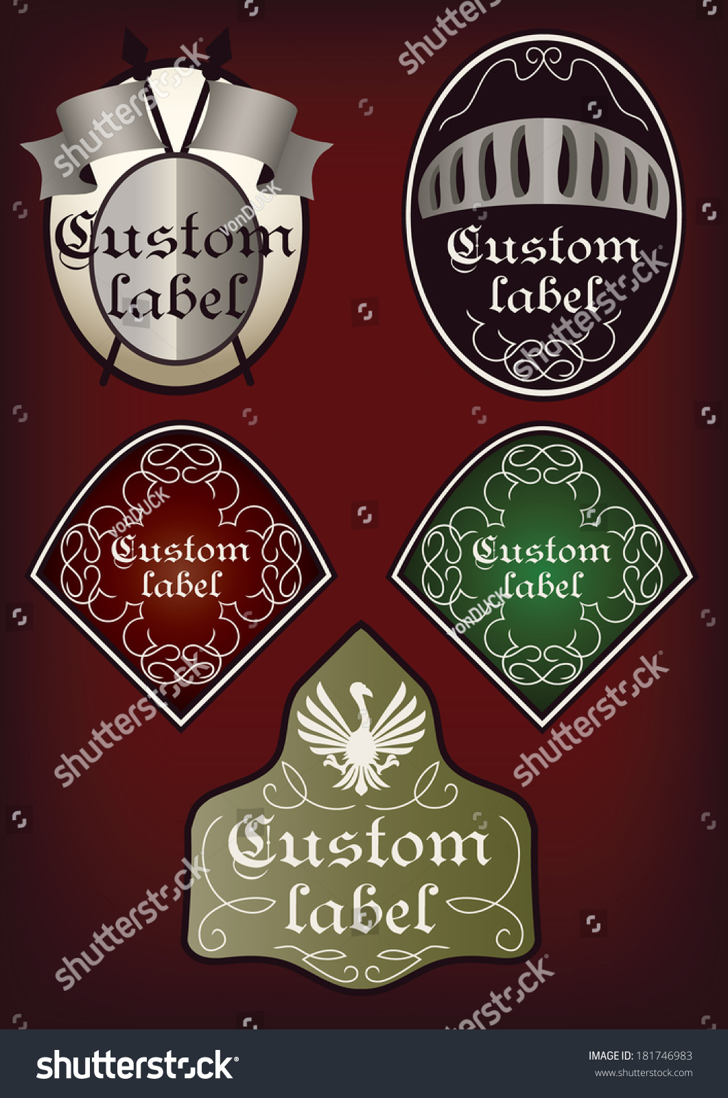 Custom Vector Illustrated Label Set Template: เวกเตอร์สต็อก (ปลอดค่า ...