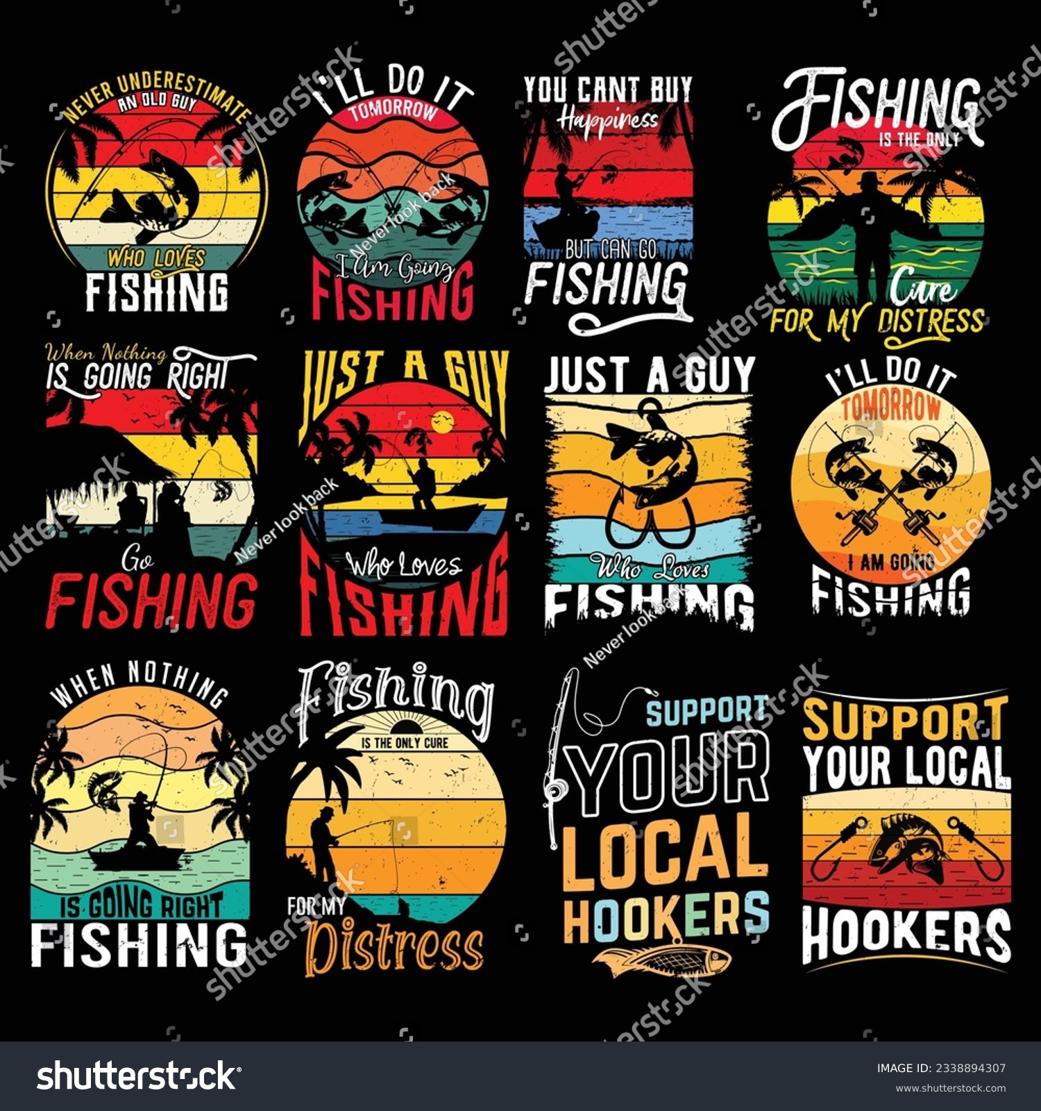 SVG of custom vintage fishing t-shirt design bundle, fishing SVG bundle t-shirt design svg