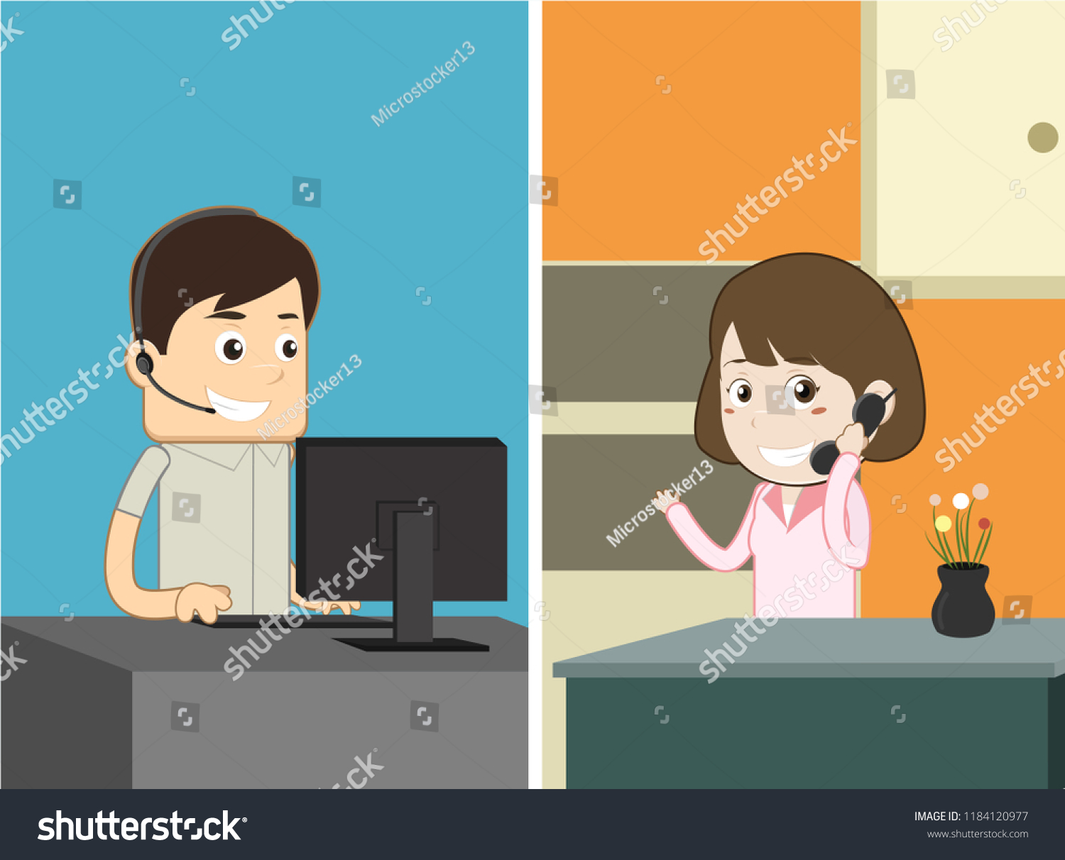 Customer Calling Customer Service Cartoon Character Stock Vector ...