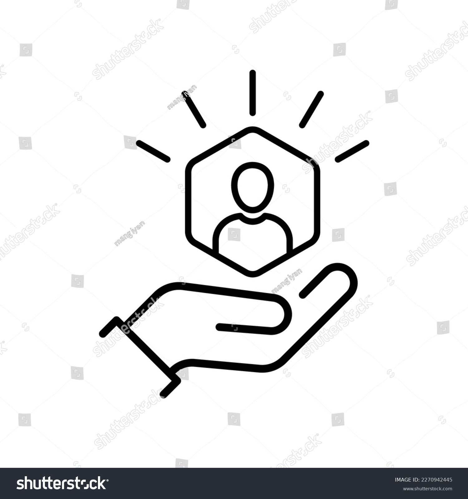 SVG of customer care icon with thin line hands. simple linear trend human resource logotype graphic stroke design. concept of individual people choice or good feedback and narrow control or search talent svg