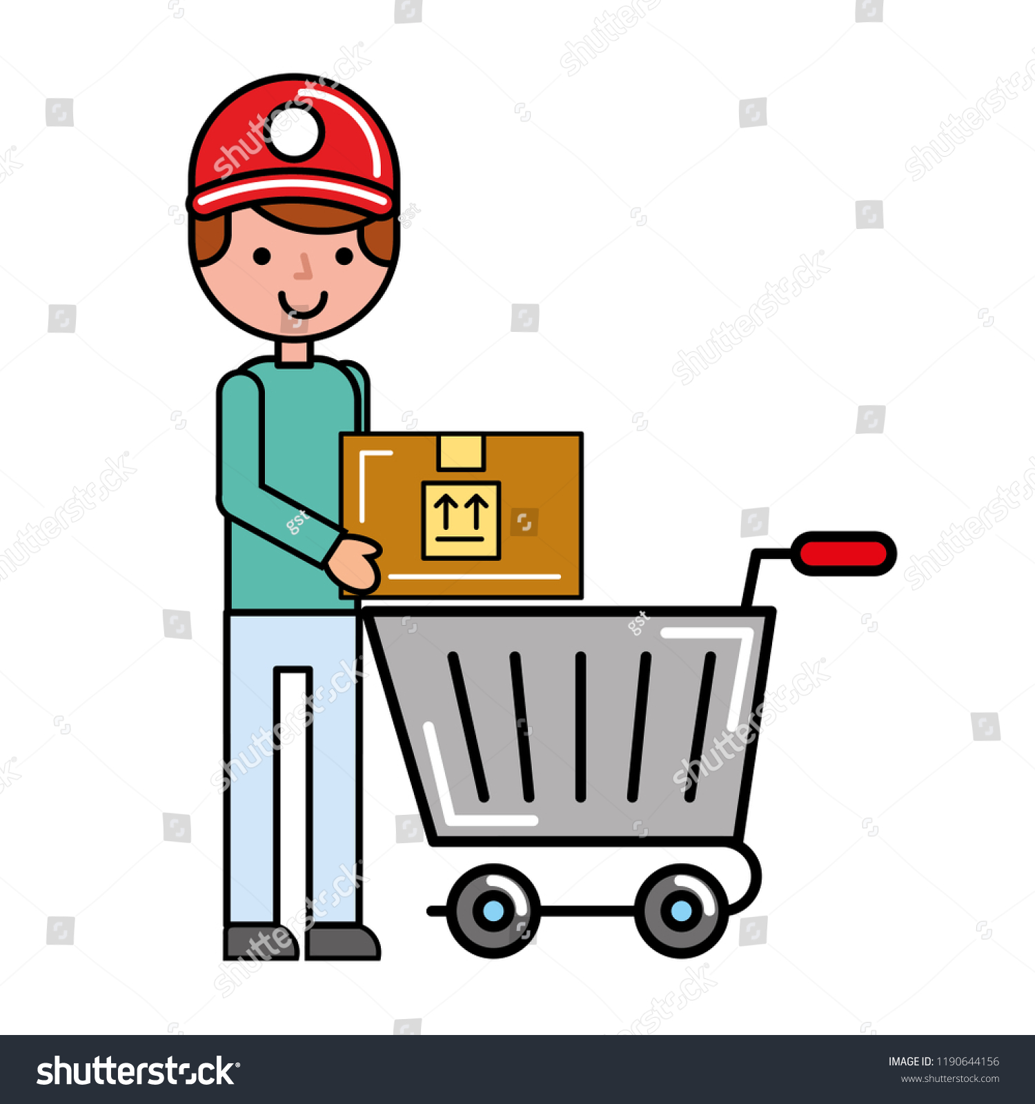 Man Online Shopping Cart Stock Free) 1190644156