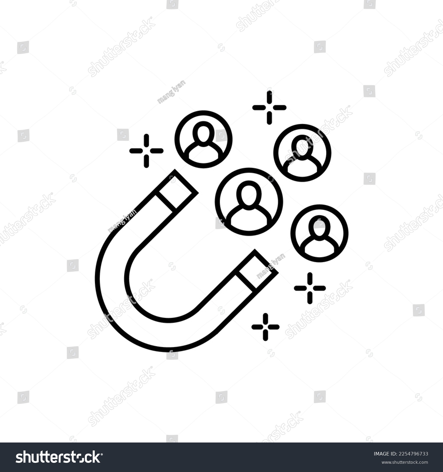SVG of customer retention line icon with a magnet svg