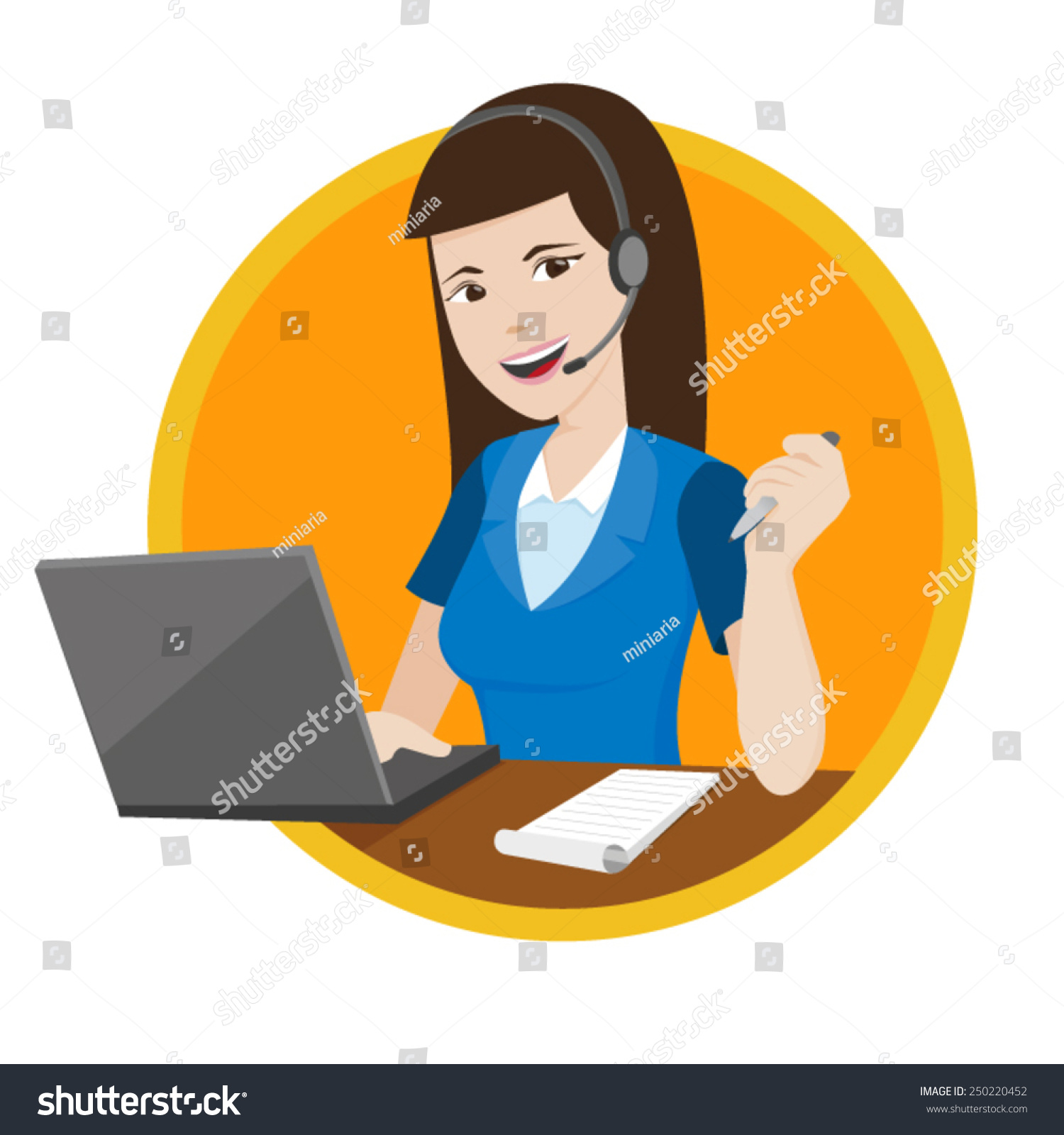 Customer Service Representative Helping Customer By Using Computer And ...