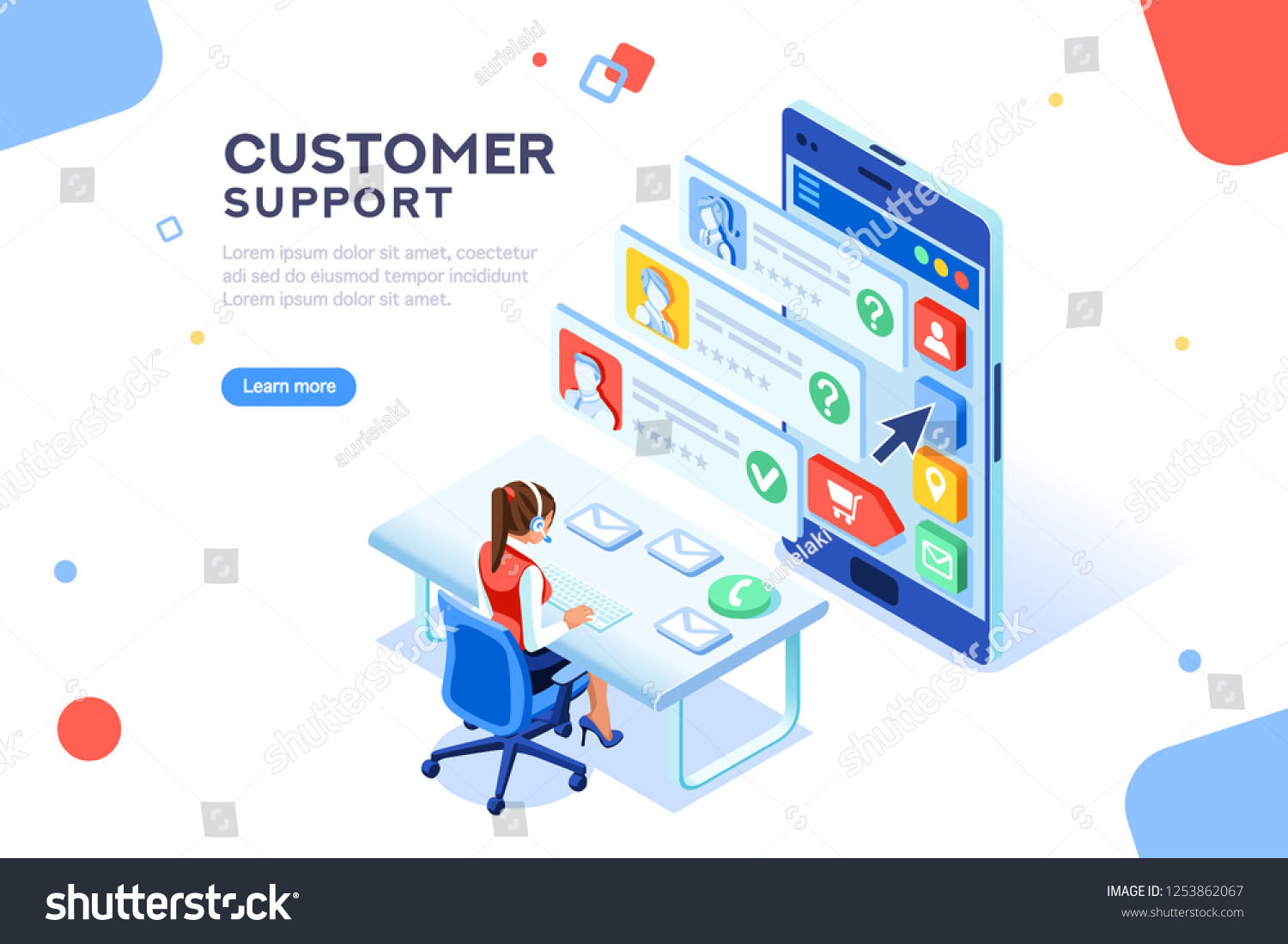 Customer Support Concept Consultant On Hotline Stock Vector (Royalty ...