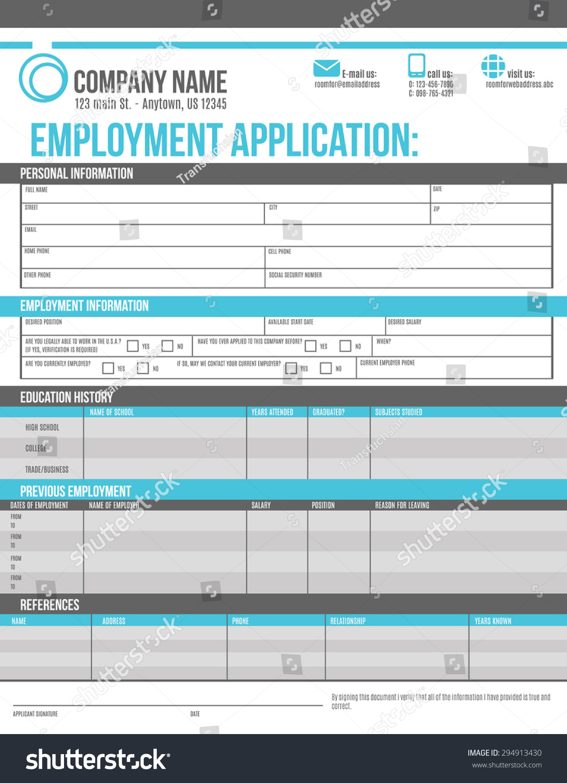 Work Application Template from image.shutterstock.com