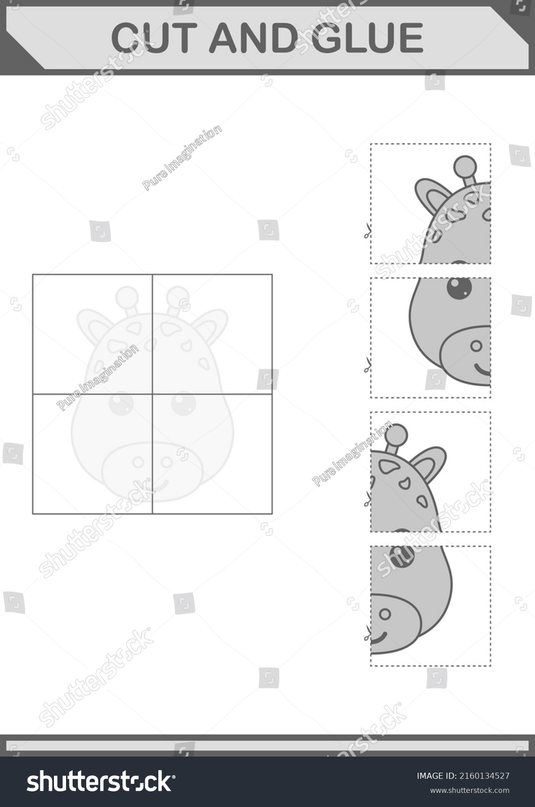 Cut Glue Giraffe Face Worksheet Kids Stock Vector (royalty Free 