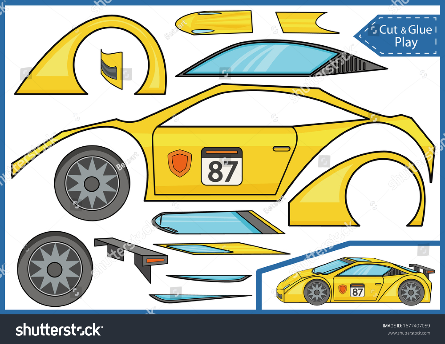 Download Cut Glue Paper Racing Car Crafts Stock Vector Royalty Free 1677407059