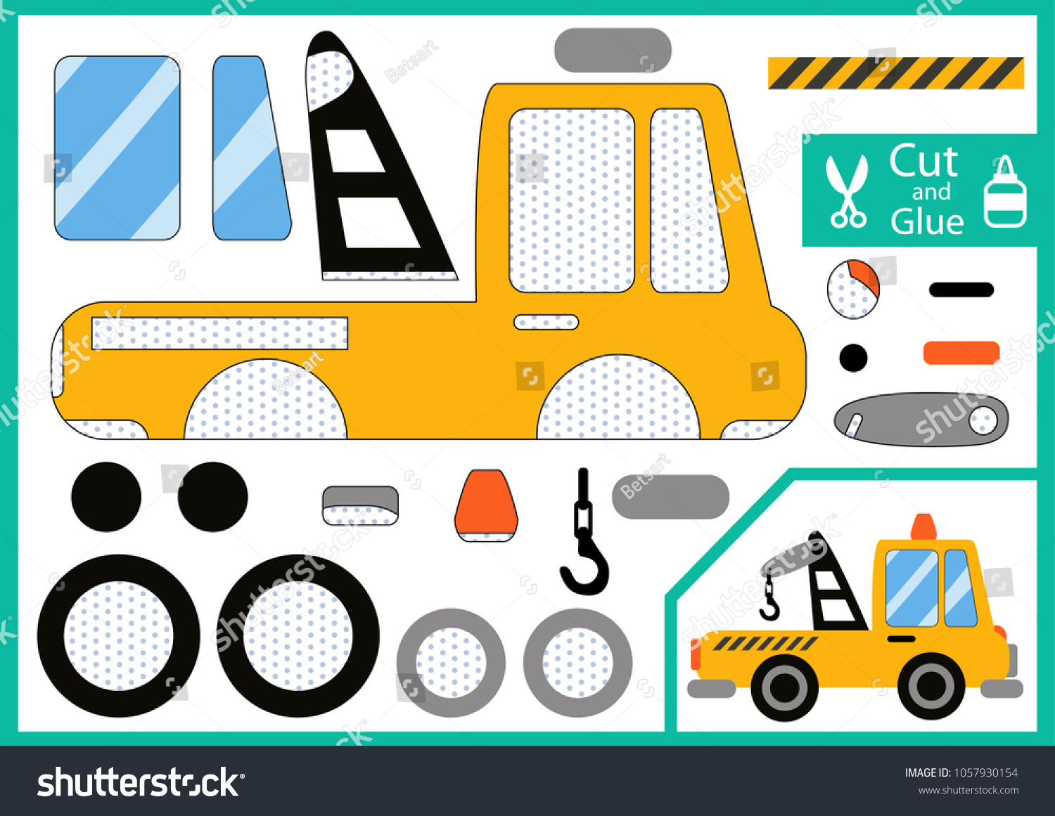 Cut Glue Paper Tow Track Car Stock Vector (Royalty Free) 1057930154 ...