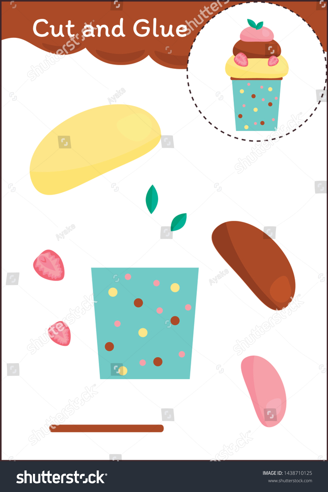 Cut Paste Worksheet Ice Cream Stock Vector (Royalty Free) 1438710125
