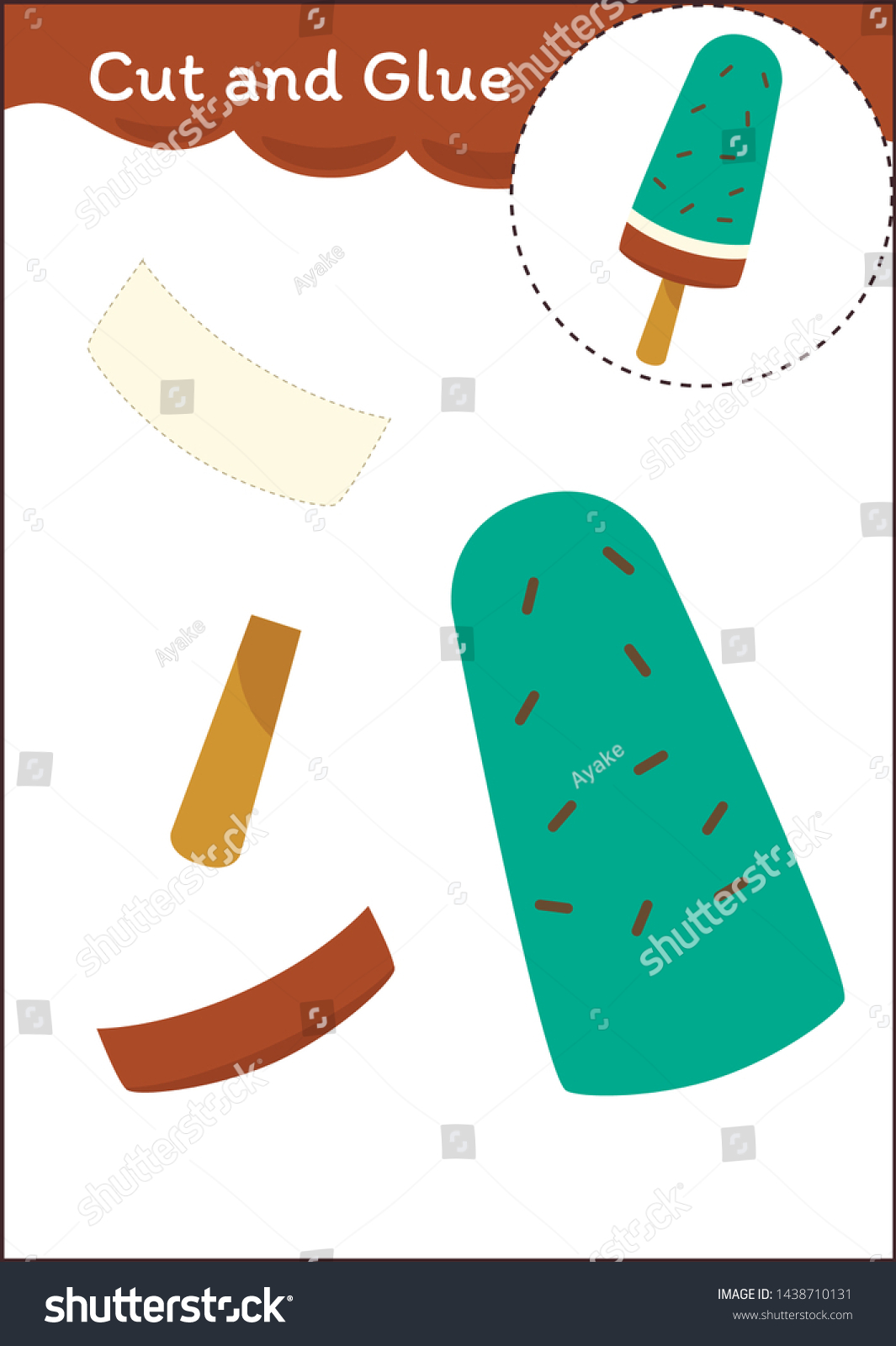 Cut Paste Worksheet Ice Cream Stock Vector (Royalty Free) 1438710131
