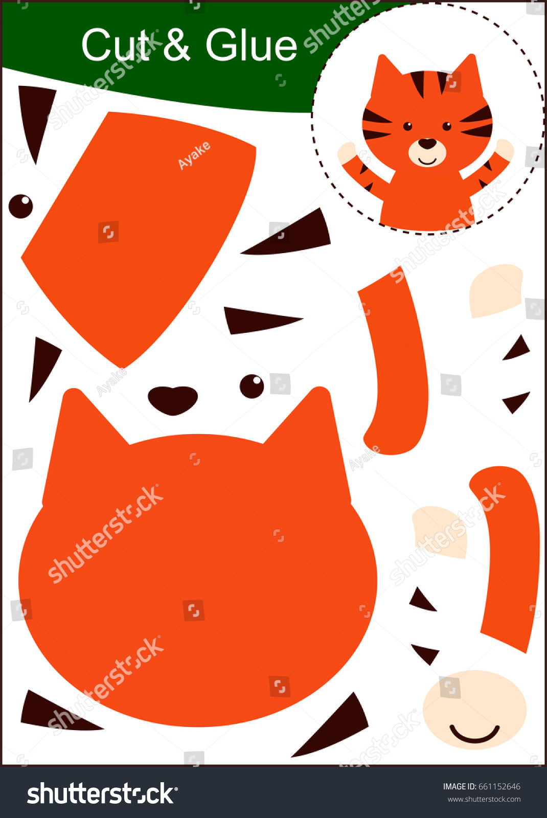 cut-paste-worksheet-tiger-vector-de-stock-libre-de-regal-as