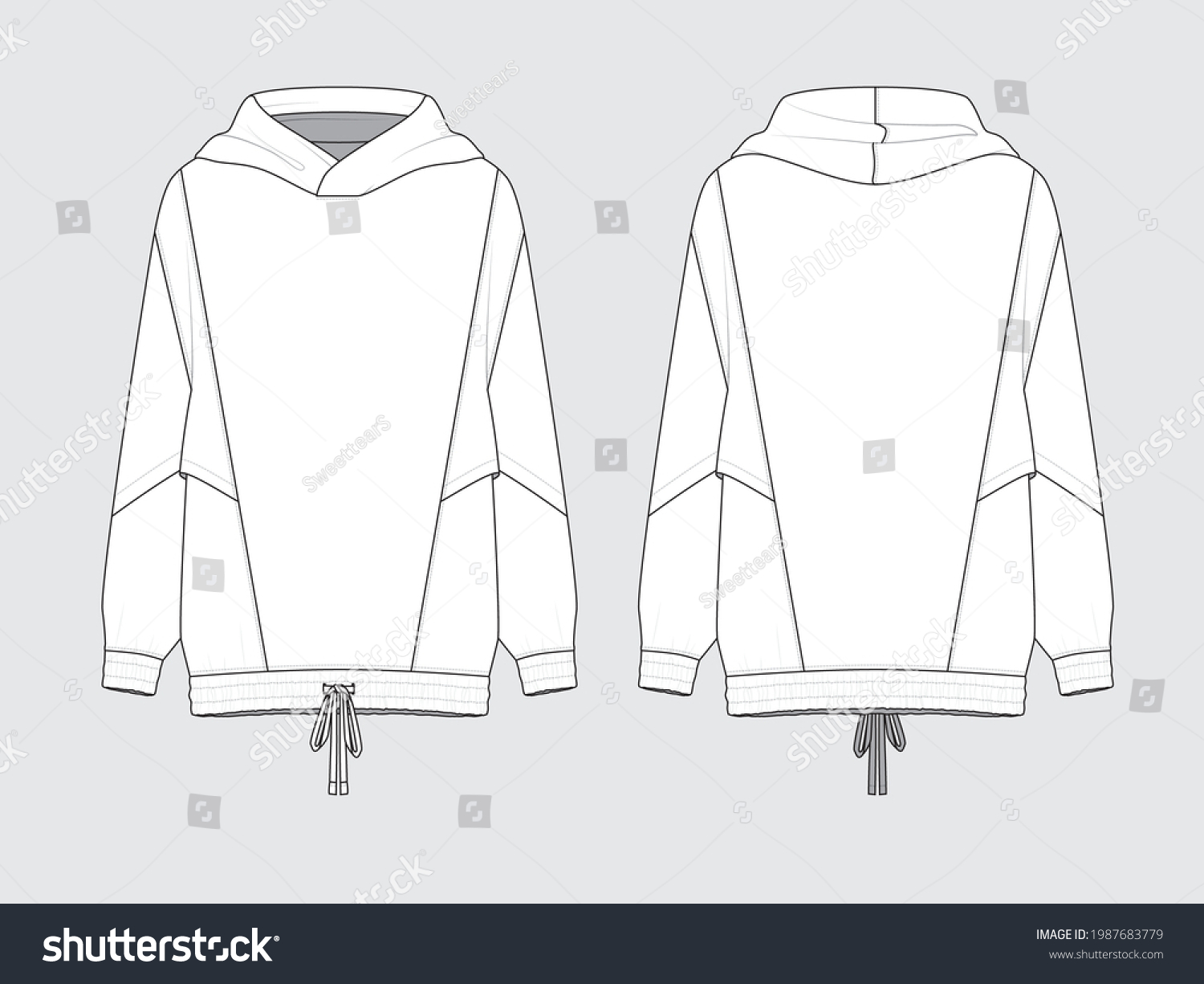 Cut Sew Hoodie Sportswear Front Back Stock Vector (Royalty Free ...