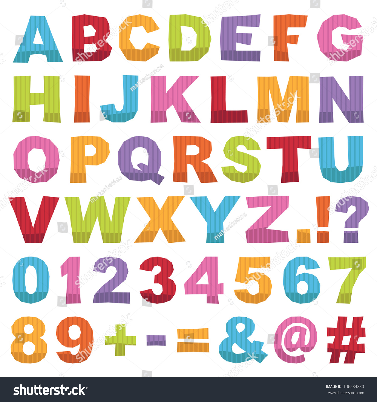 Cut Out Alphabet Shapes With Letters, Numbers And Punctuation, Isolated ...