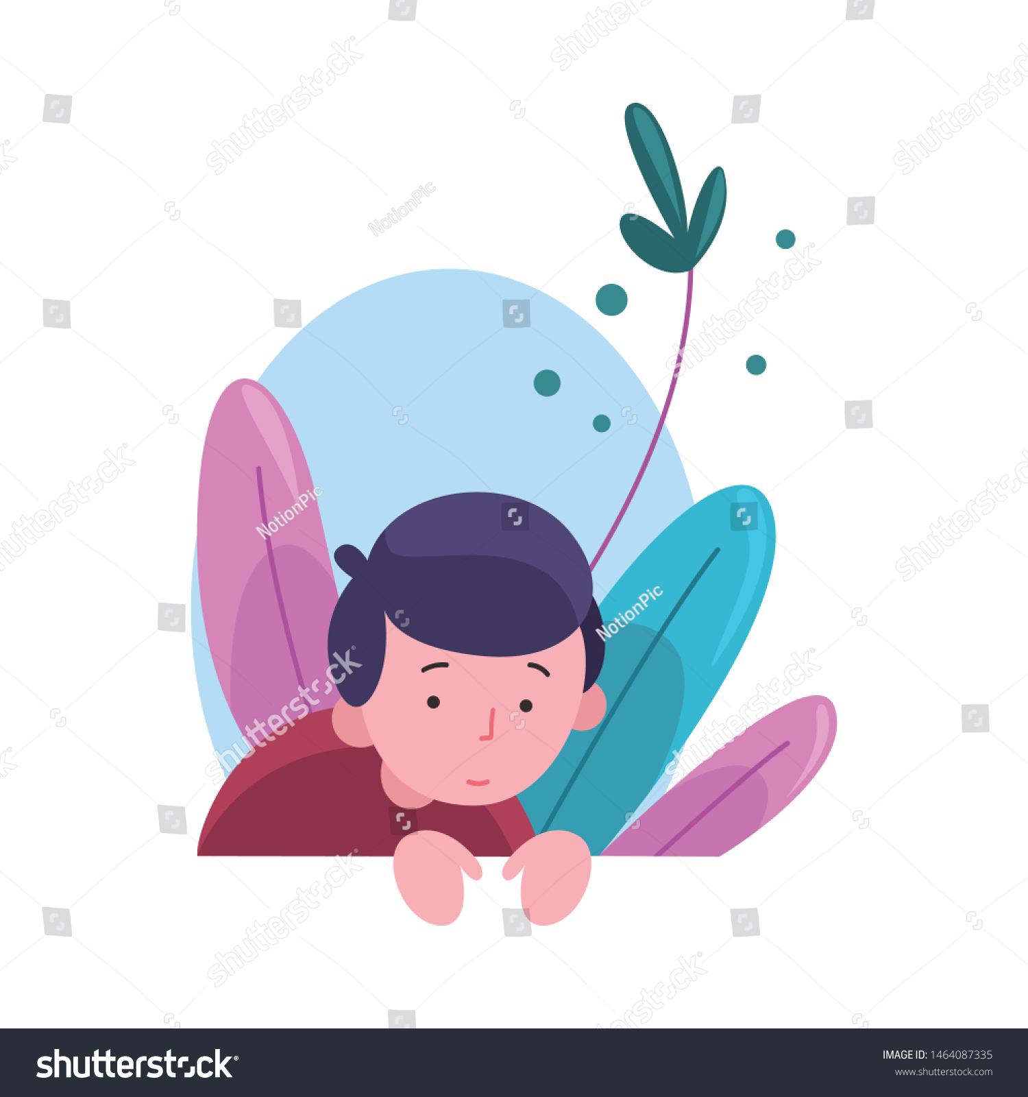 Cute Adorable Boy Peeking Out Behind Stock Vector (Royalty Free ...