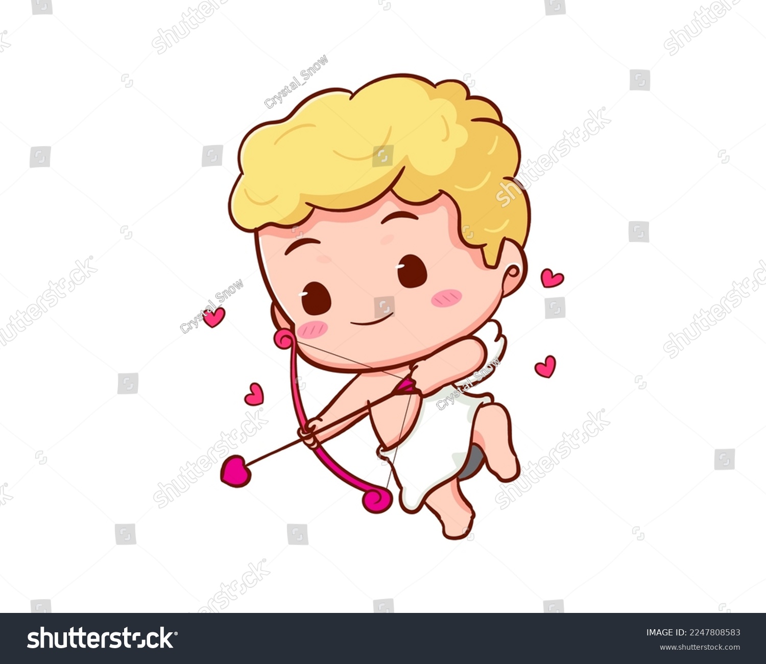SVG of Cute Adorable Cupid cartoon character. Amur babies, little angels or god eros. Valentines day concept design. Adorable angel in love. Kawaii chibi vector character. Isolated white background. svg