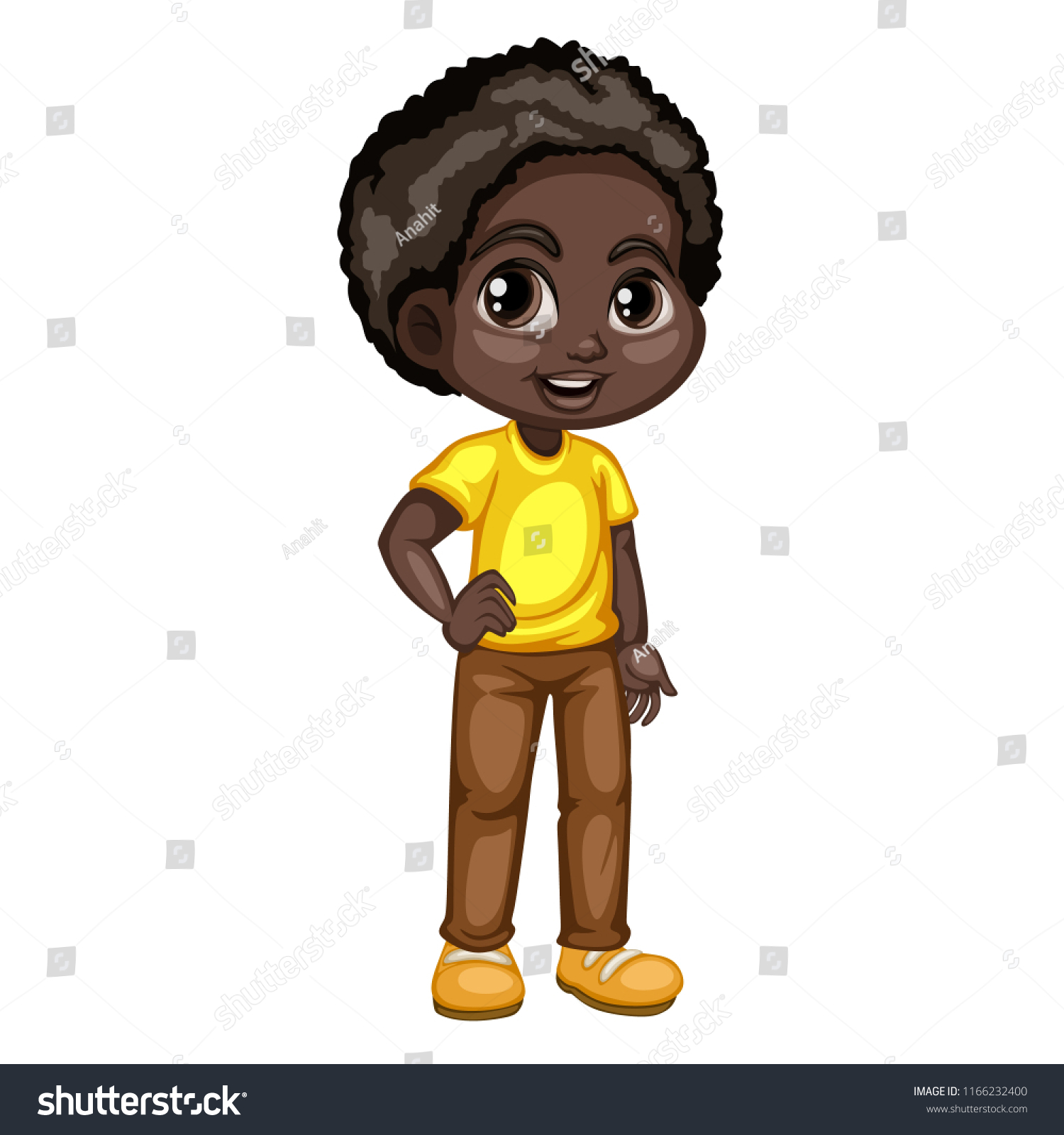 Cute African American Boy Character Isolated Stock Vector Royalty Free