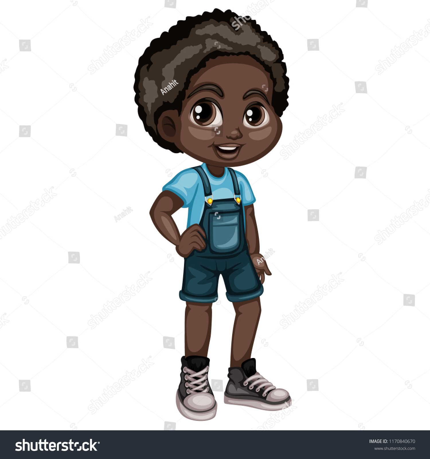 Cute African American Boy Character Isolated Stock Vector Royalty Free