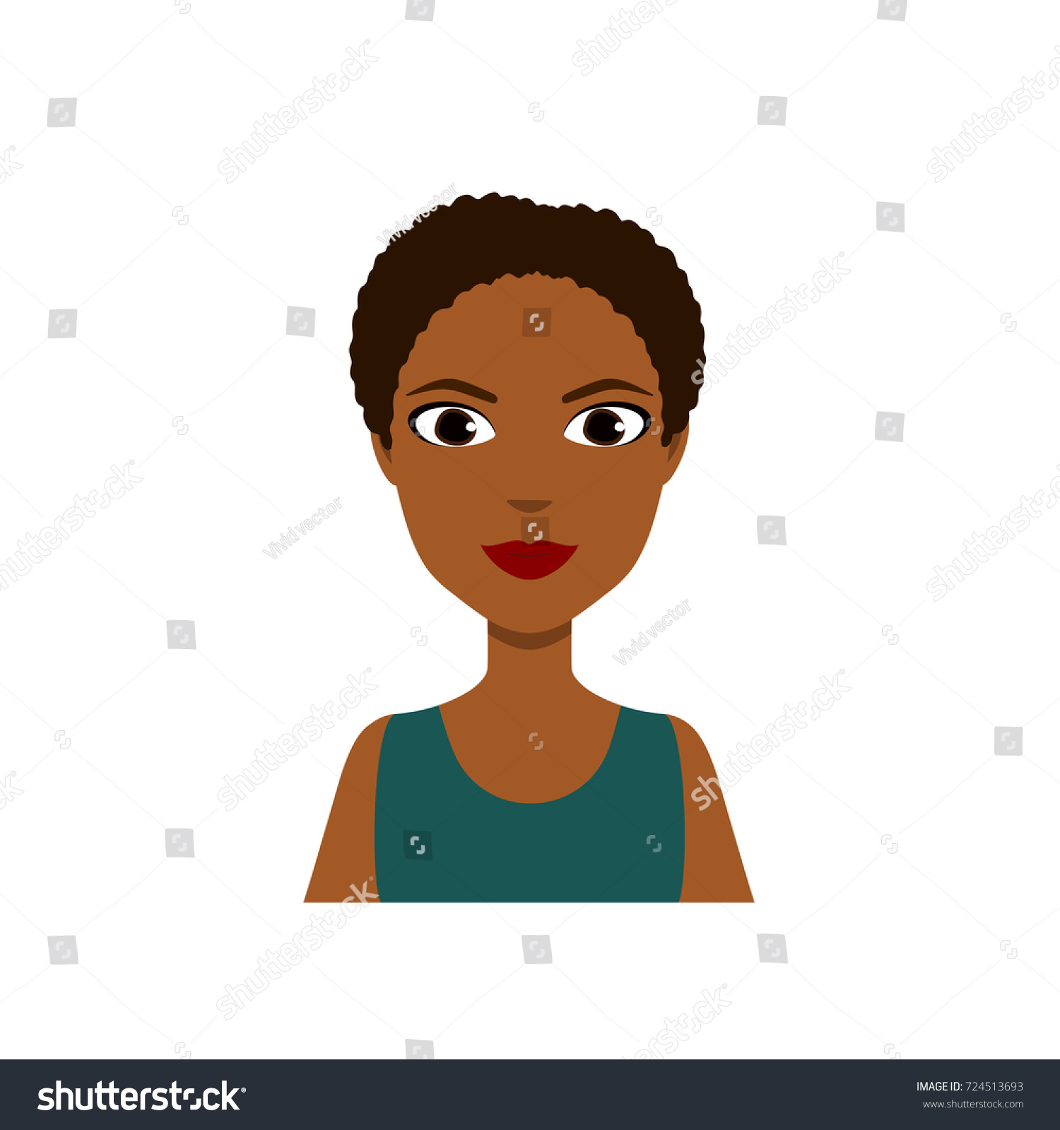 Cute African Kid Short Curly Hairstyle Stock Vector Royalty Free