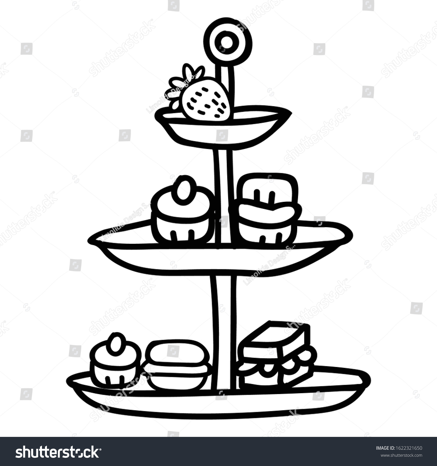 Cute Afternoon Tea Cake Stand Clipart Stock Vector Royalty Free Shutterstock