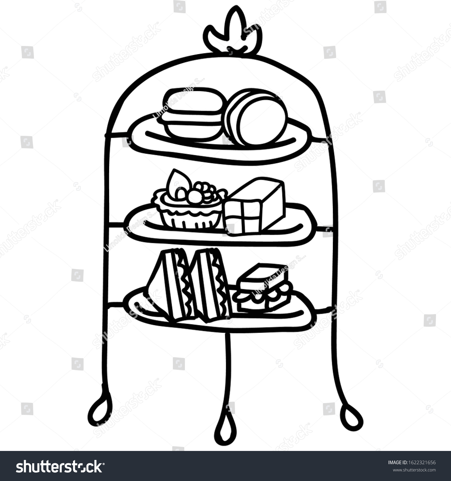 Cute Afternoon Tea Cake Stand Clipart Stock Vector Royalty Free Shutterstock