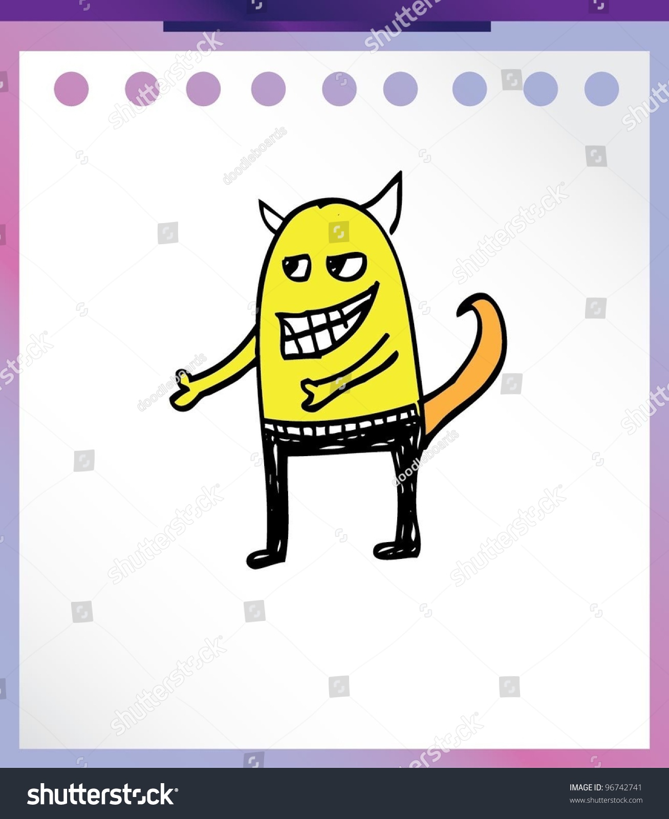 Cute Alien Monster Yellow Devil Vector Stock Vector (Royalty Free ...