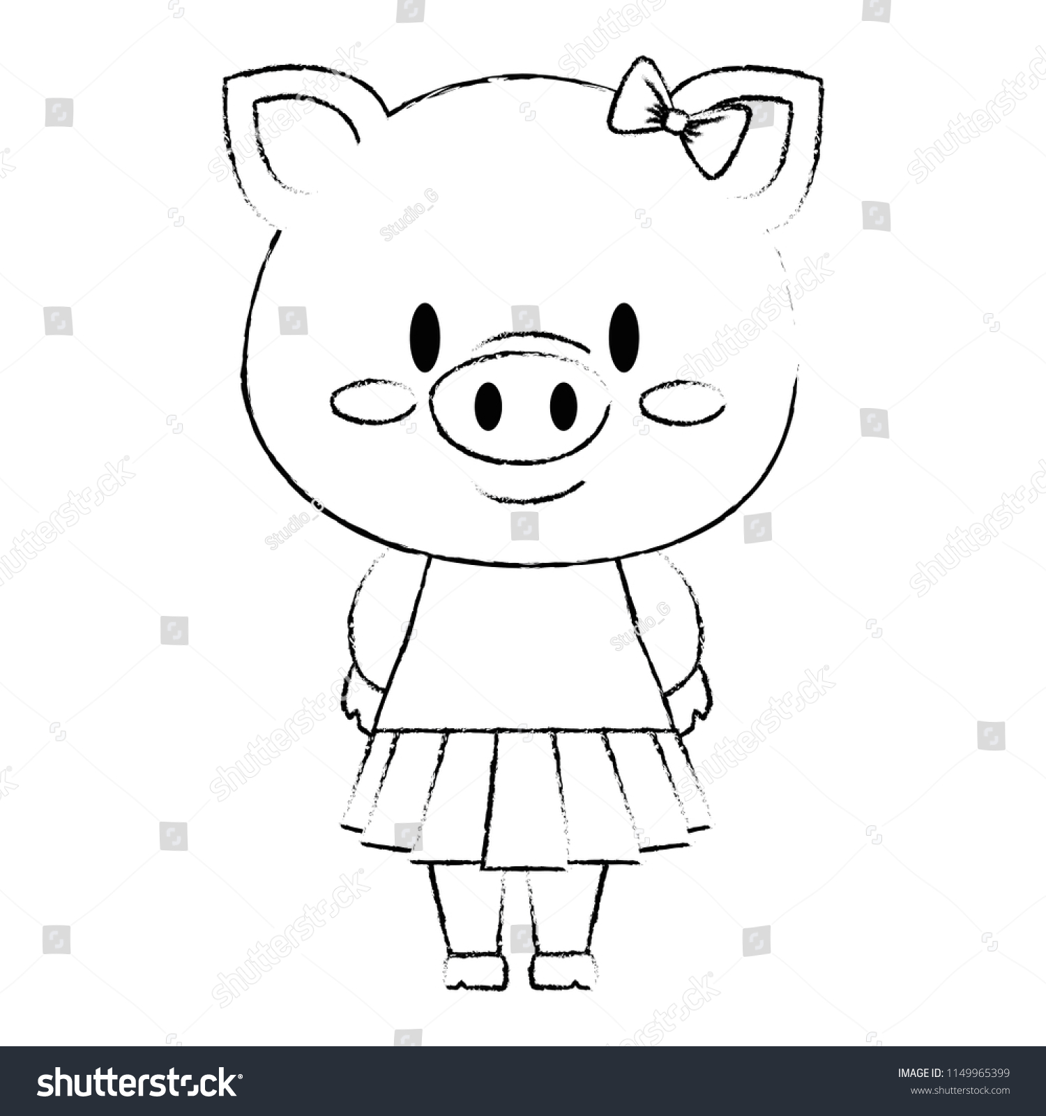 Cute Adorable Female Piggy Character Stock Vector Royalty Free 1149965399