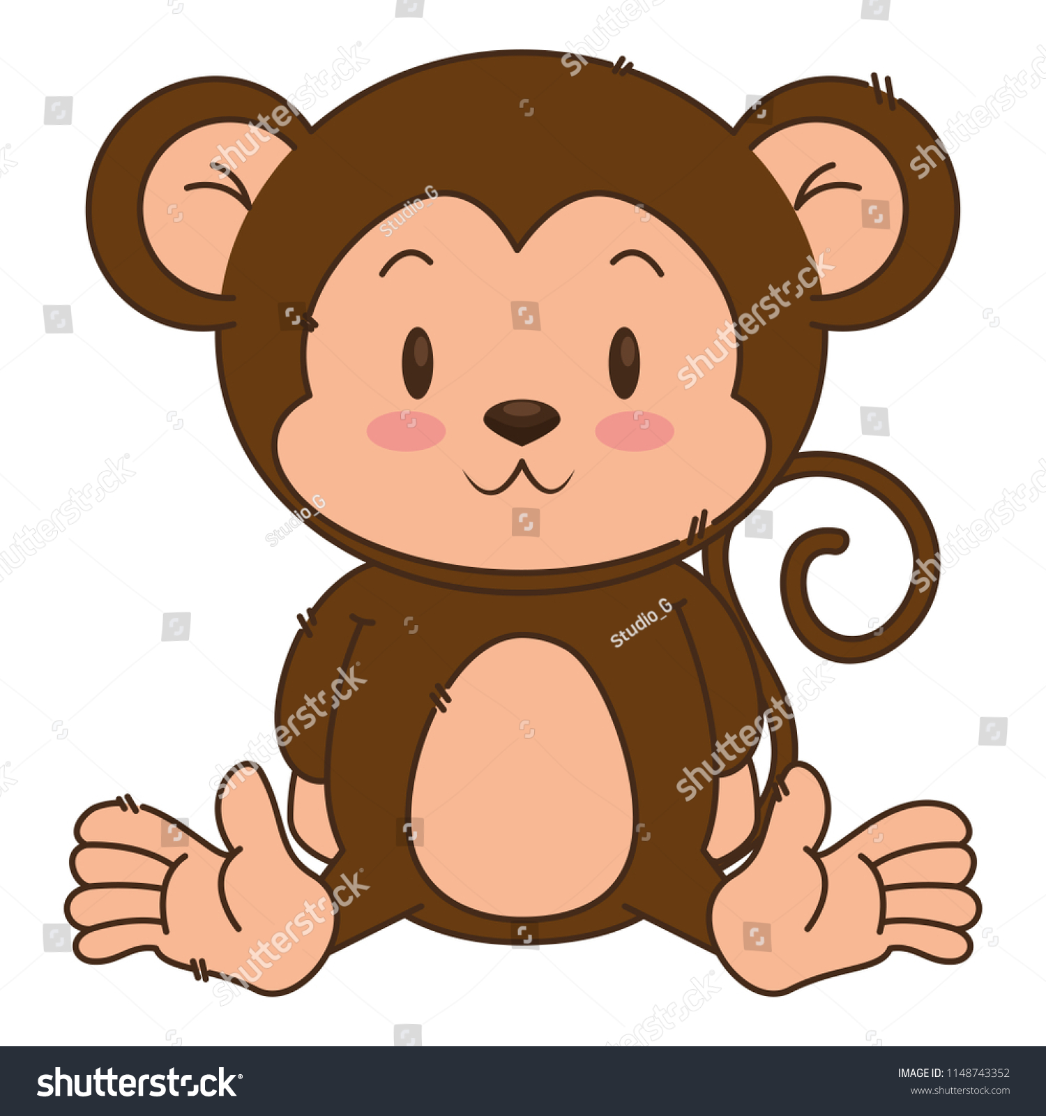 Cute Adorable Monkey Character Stock Vector (Royalty Free) 1148743352 ...