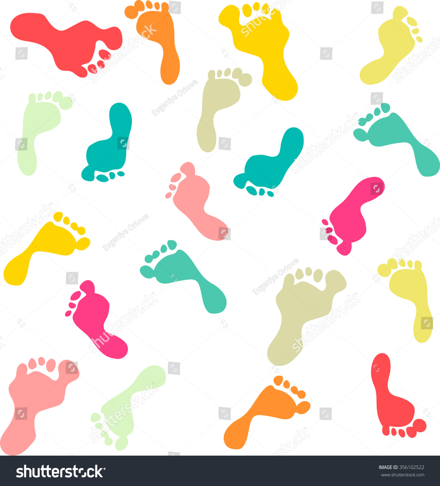 Cute And Colorful Baby Footprints Seamless Pattern White Background ...