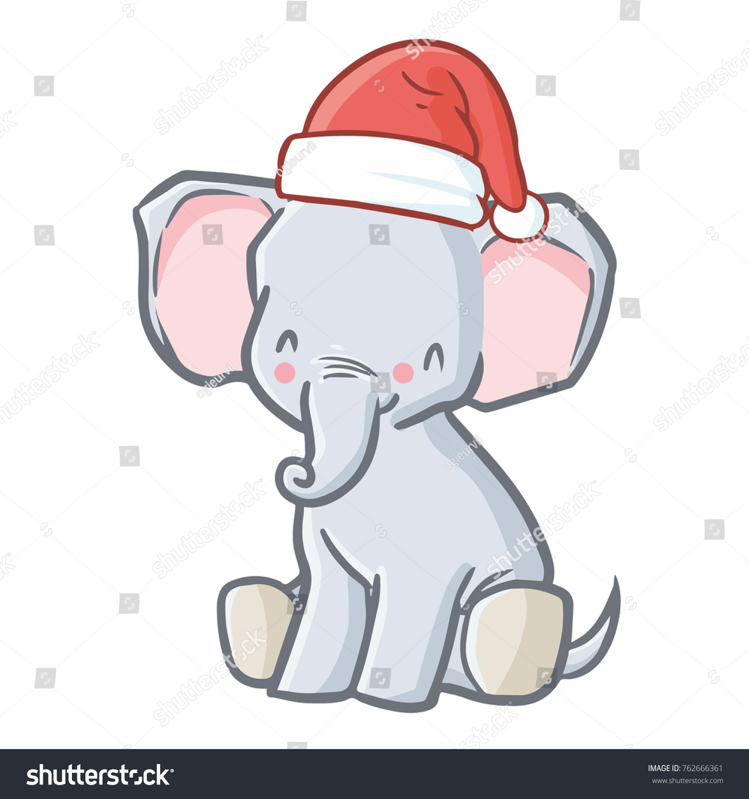 elephant with christmas hat