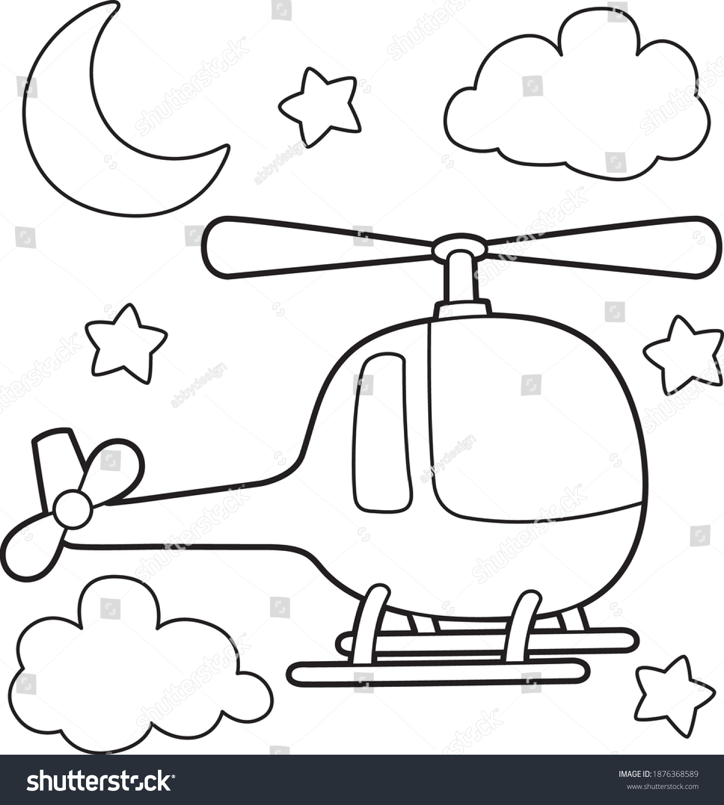 Cute Funny Coloring Page Helicopter Provides Stock Vector Royalty ...