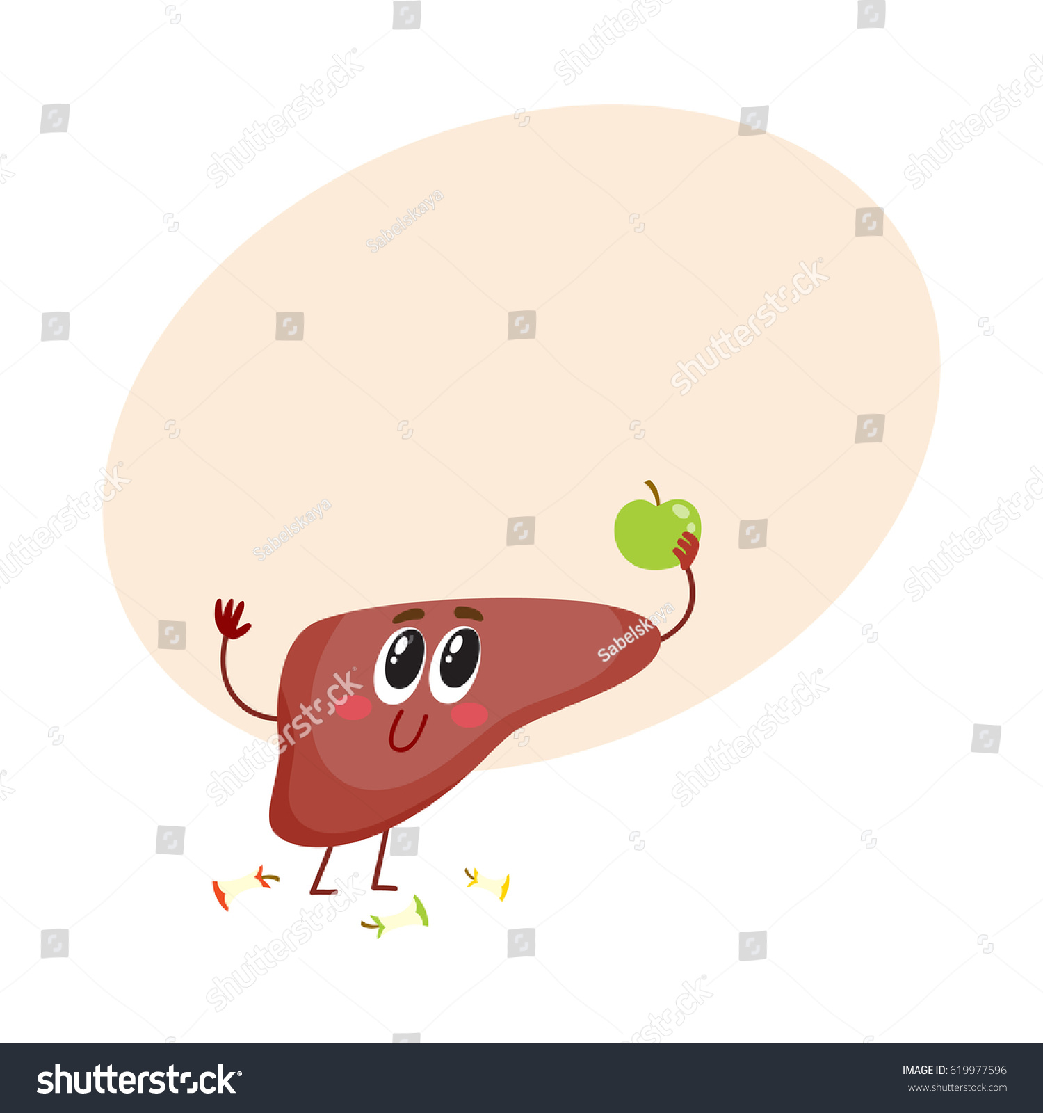 Cute Funny Smiling Human Liver Character Vector De Stock Libre De