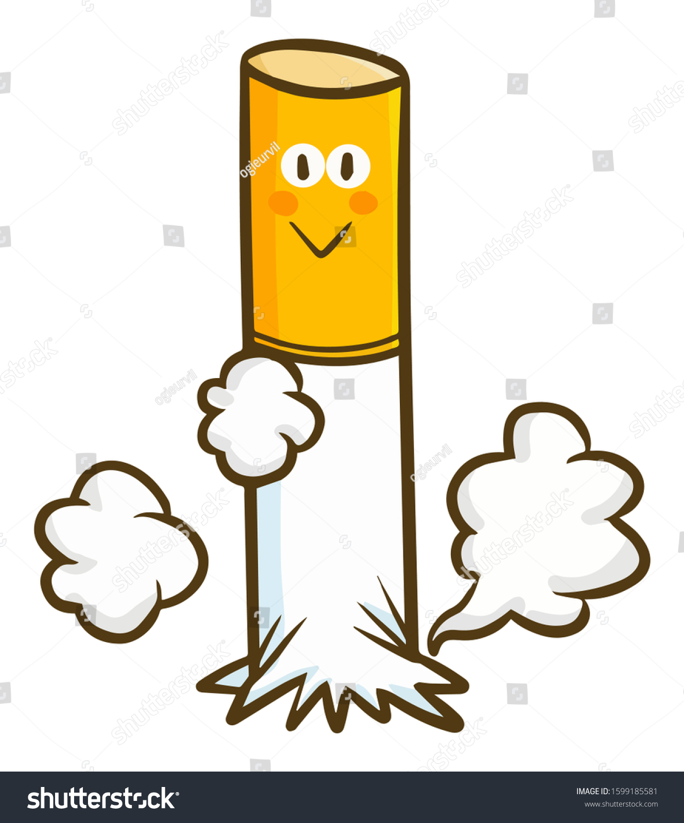 Cute Funny Smoke Character Smiling While Stock Vector (Royalty Free ...