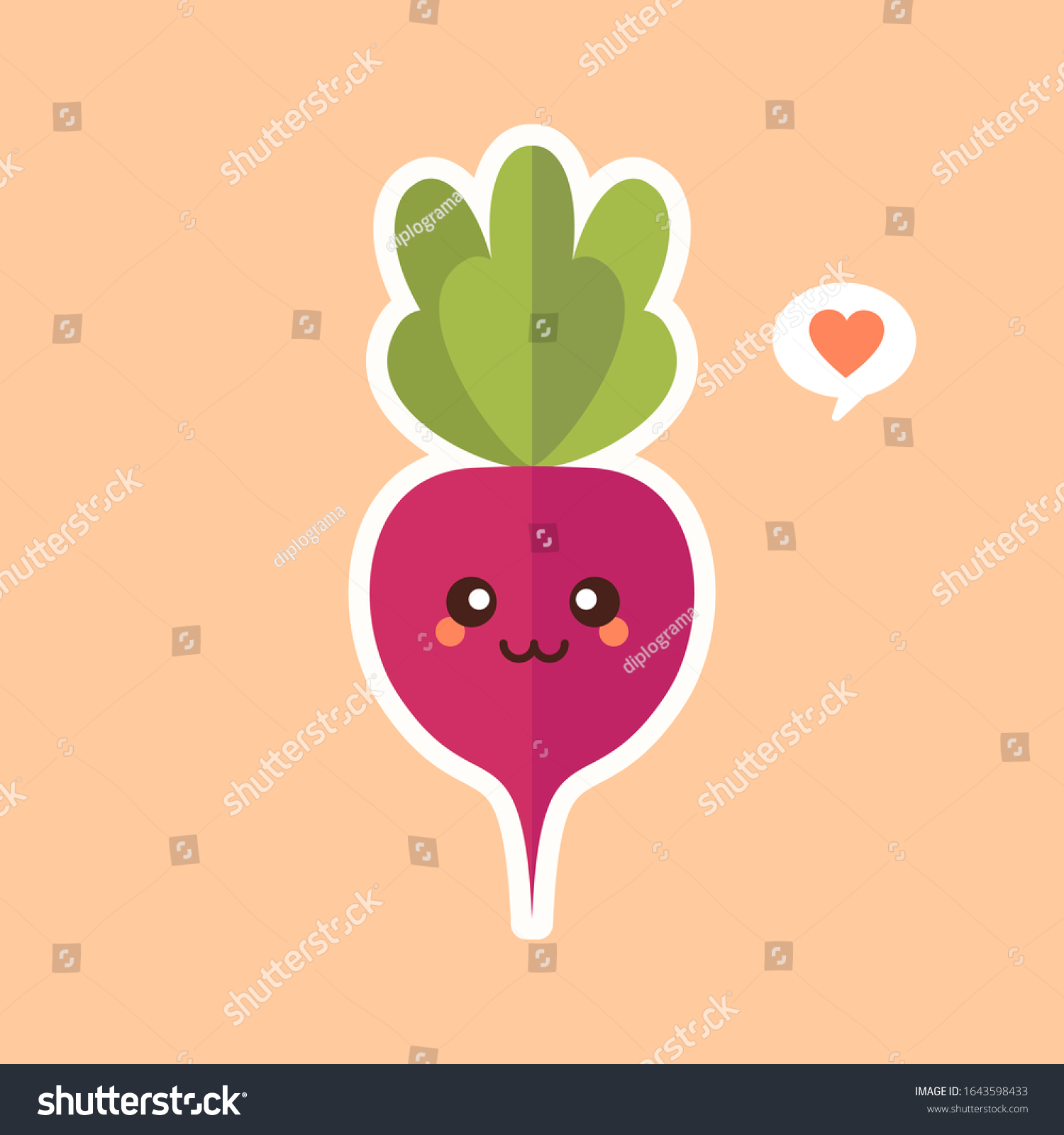 Cute Kawaii Beet Beetroot Healthy Food Stock Vector (Royalty Free ...