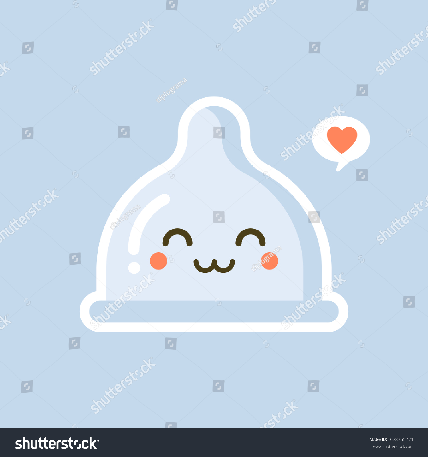Cute Kawaii Condom Shaped Funny Emoticons Stock Vector Royalty Free 1628755771