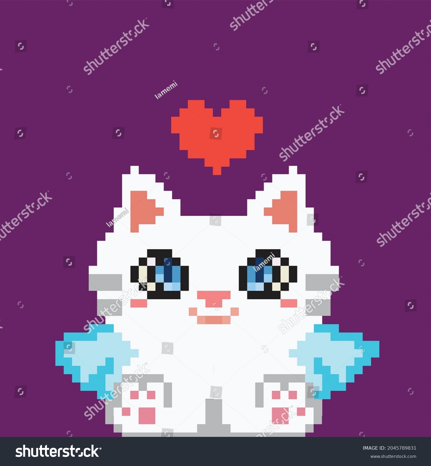 Cute Angel Cat Pixel Art Stylevector Stock Vector (Royalty Free ...