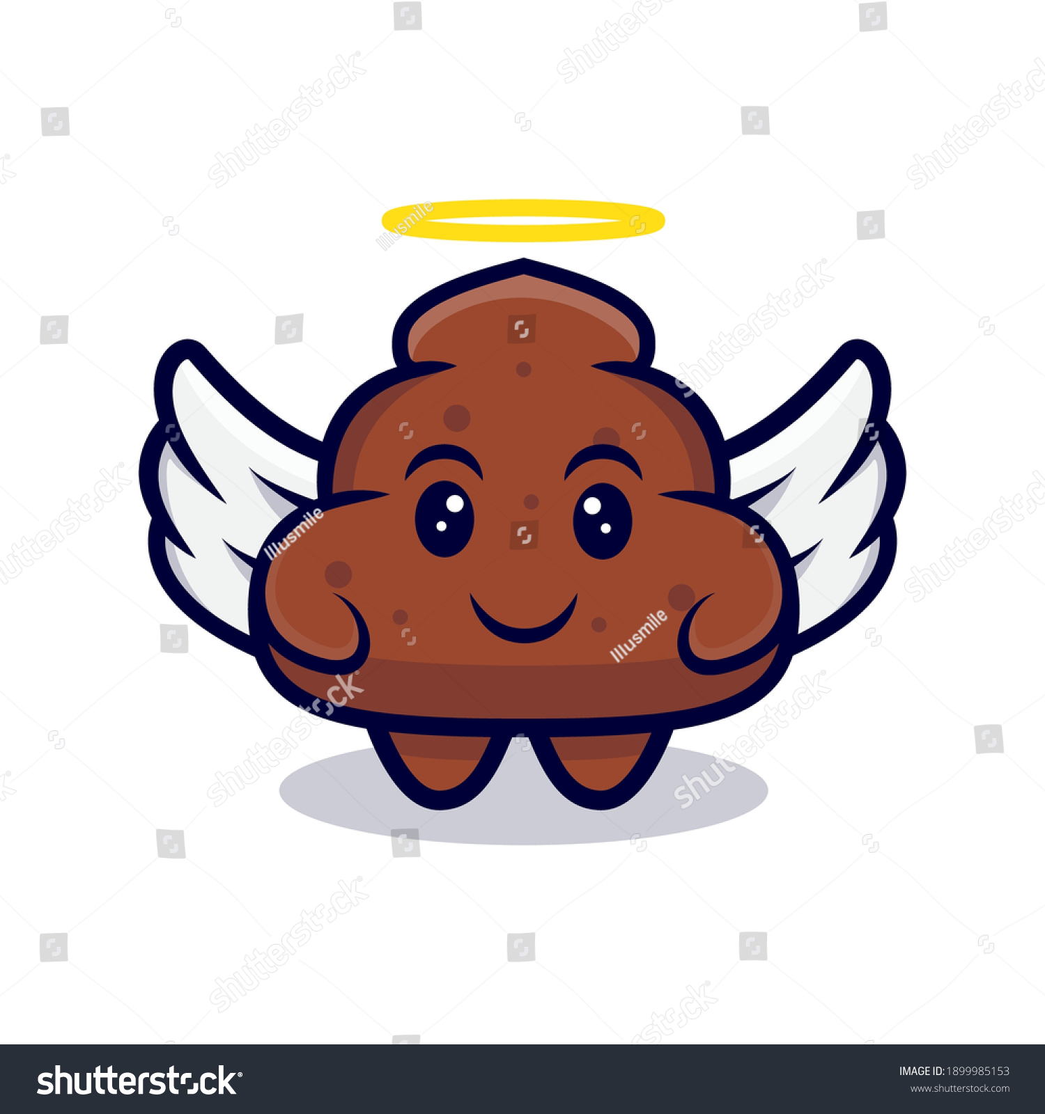 Cute Angel Poop Cartoon Vector Icon Stock Vector Royalty Free 1899985153