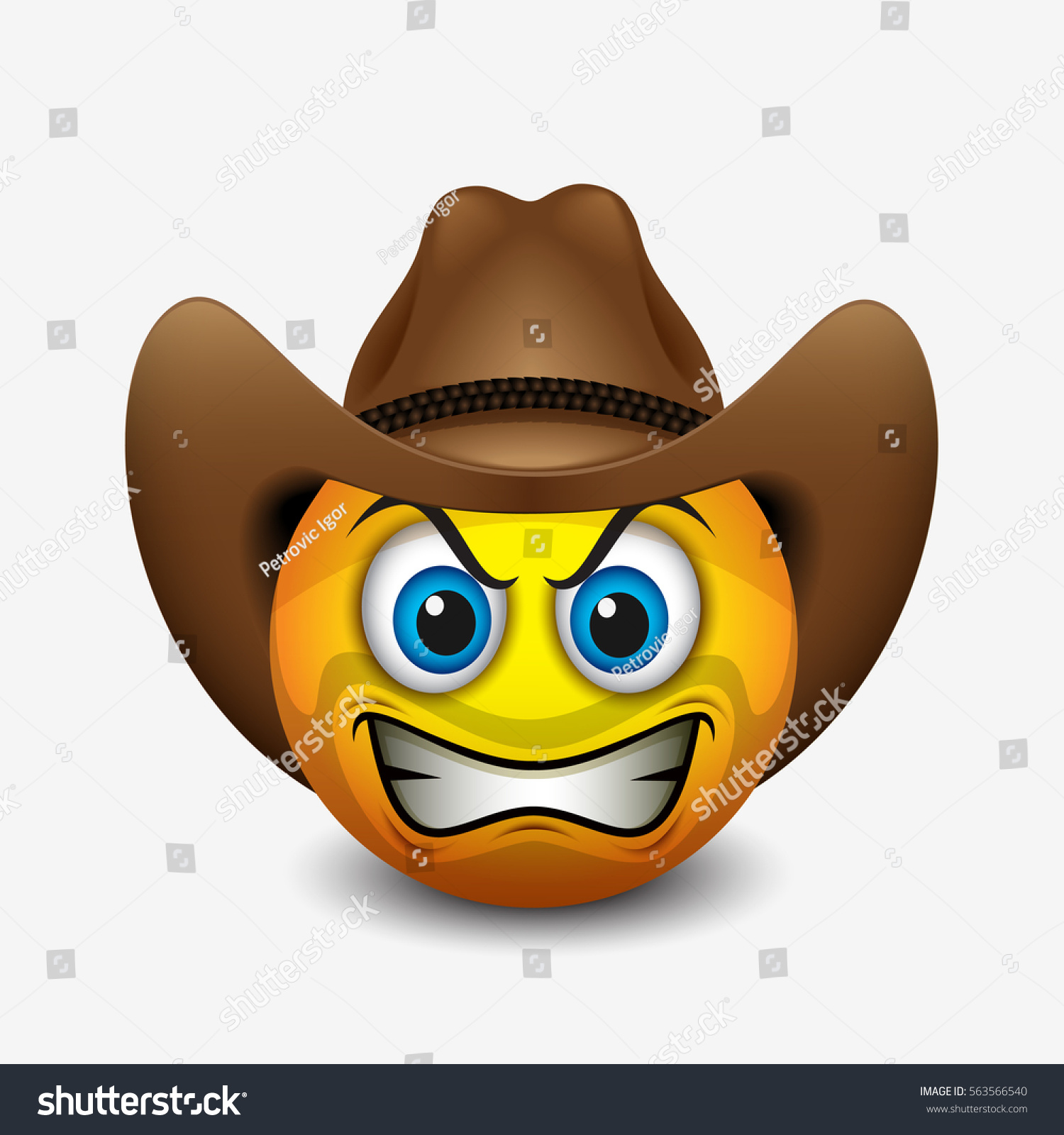 Cute Angry Cowboy Emoticon Emoji Vector Stock Vector 563566540 ...