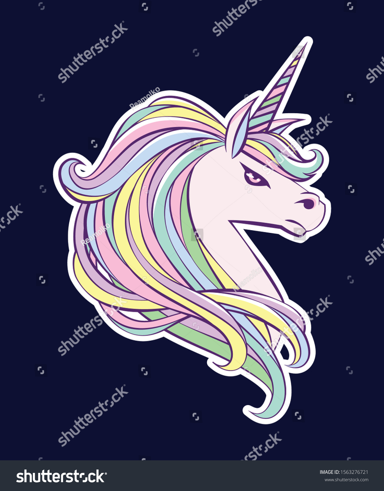 SVG of Cute angry unicorn in cartoon style. Vector design for t-shirt, sticker, etc svg