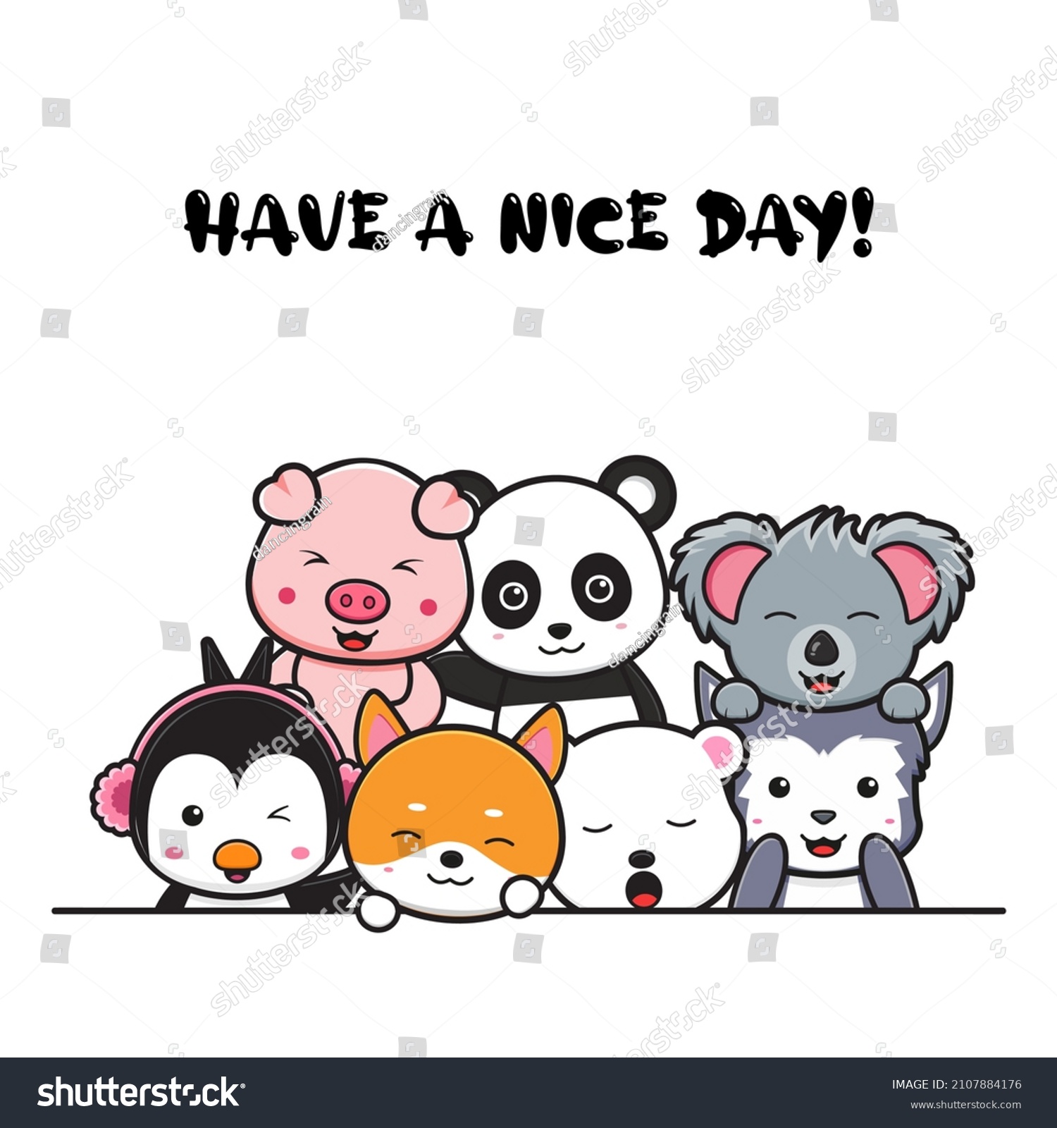 Cute Animal Doodle Banner Background Wallpaper Stock Vector (Royalty ...