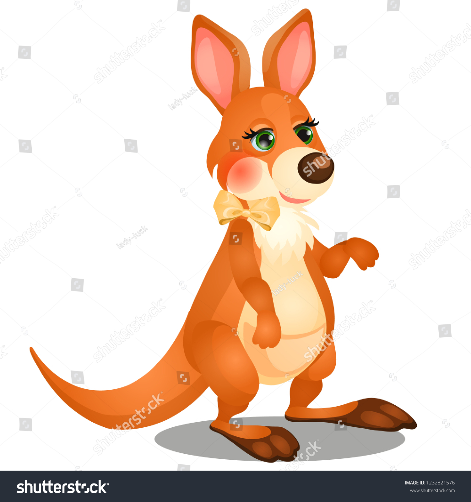 Cute Animated Kangaroo Bow Isolated On Stock Vector (Royalty Free ...