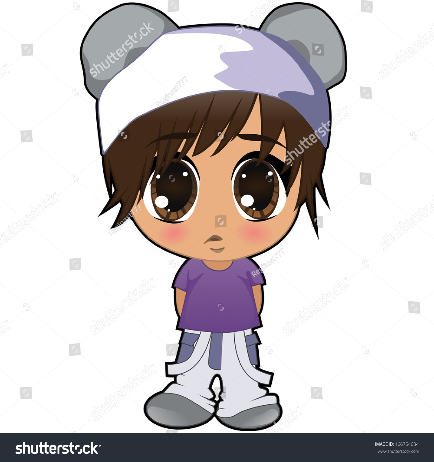 stock vector cute anime boyl isolated on a white background 166754684