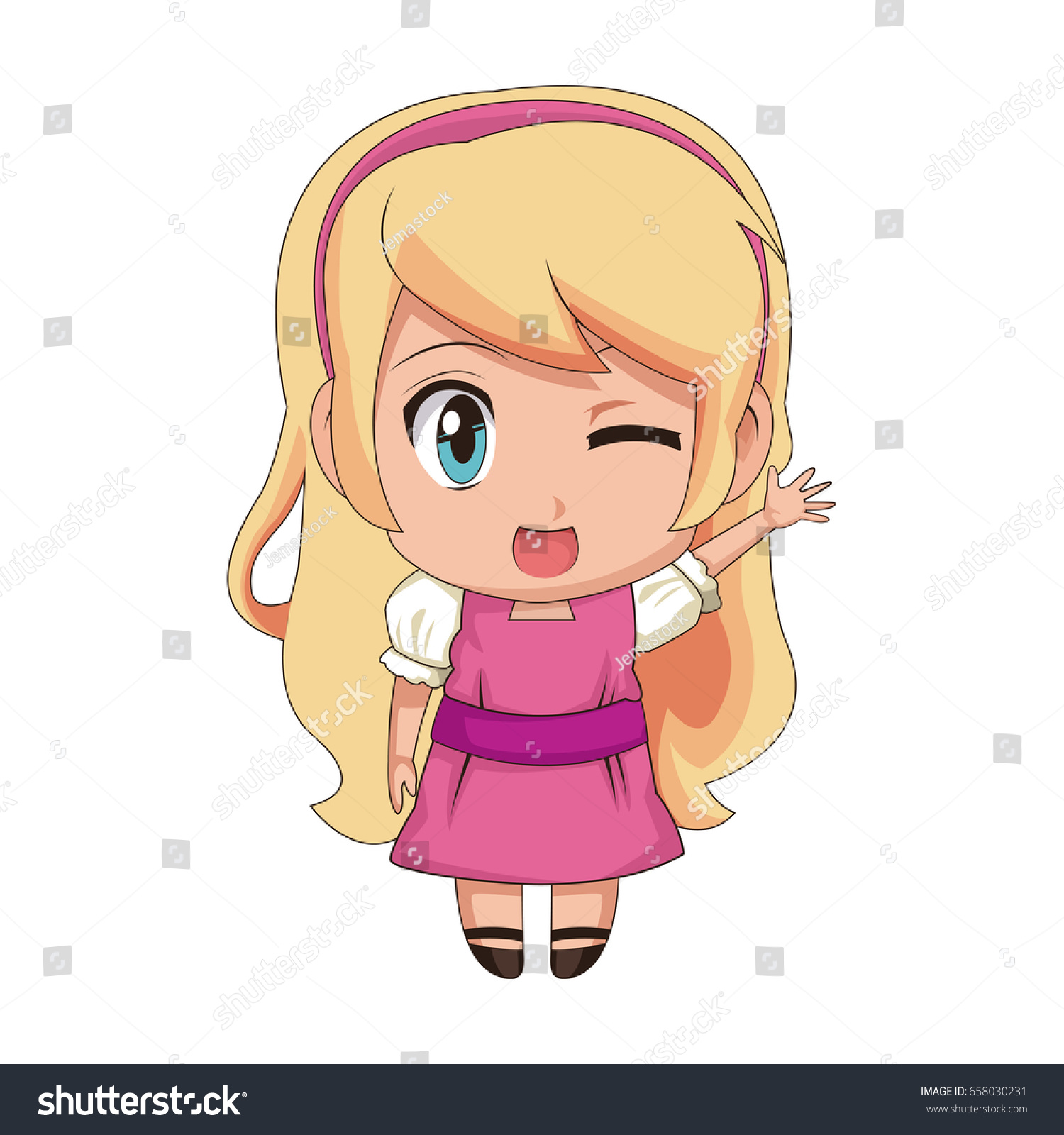 Cute Anime Chibi Little Girl Cartoon Stock Vector Royalty Free